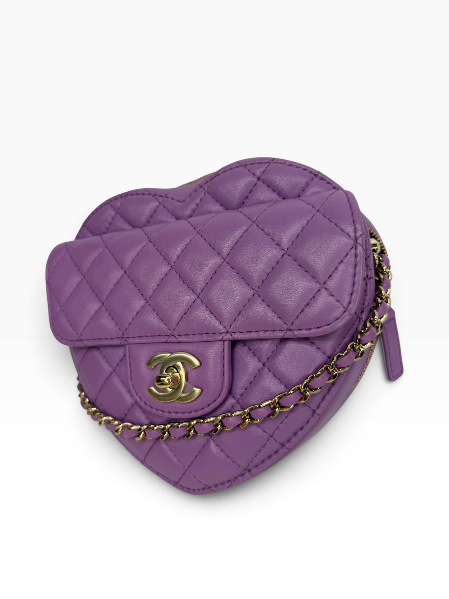 Chanel Purple Heart ghw crossbody medium lamb T8780