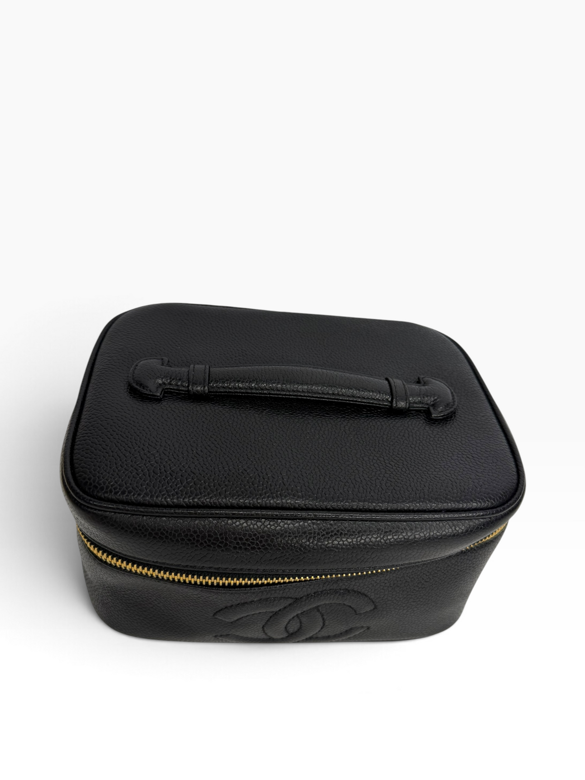 Chanel Caviar Black Top Handle Cosmetic T8865