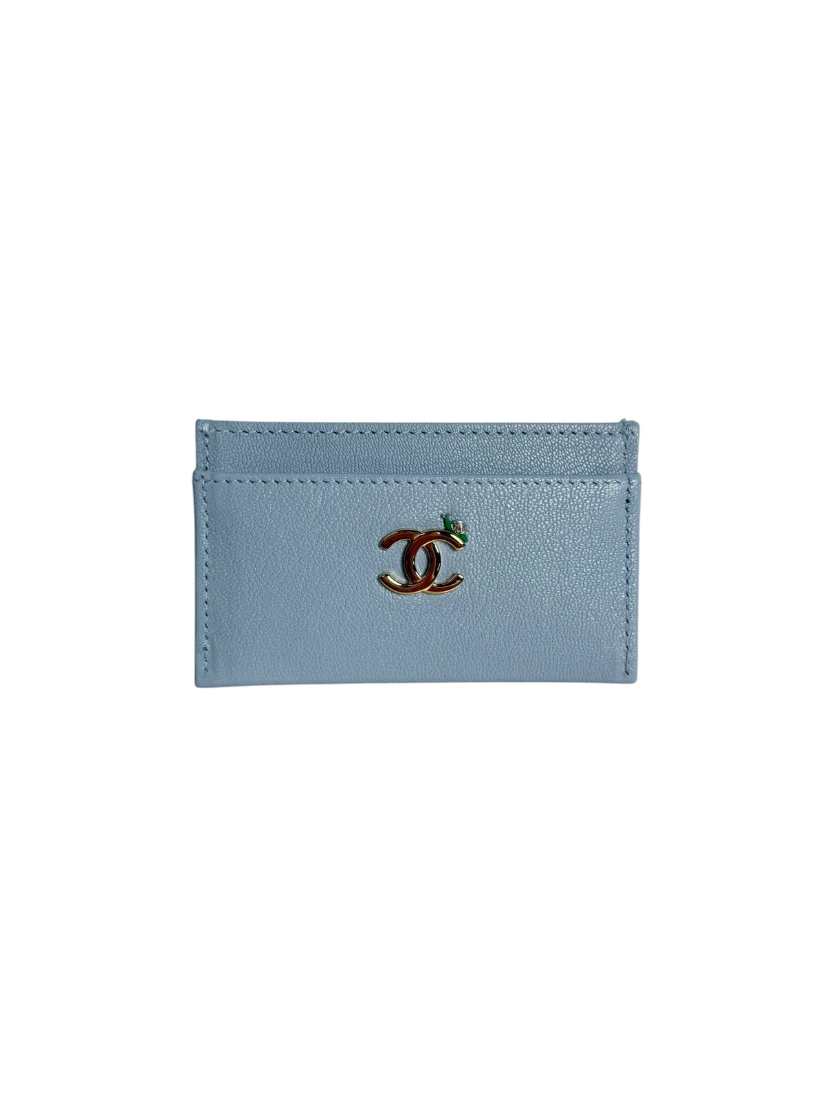 Chanel Light Blue Leather CC Card Holder T8480