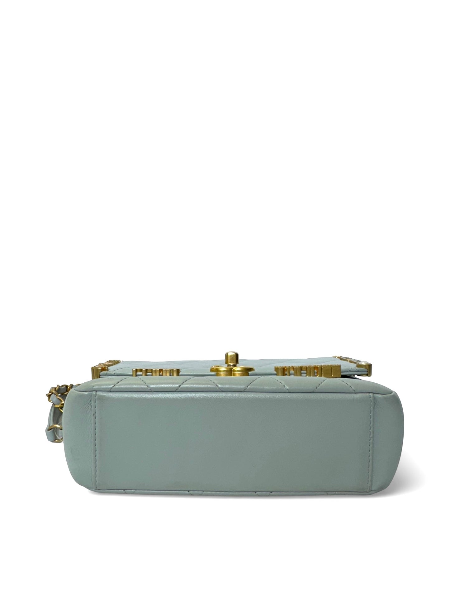 Chanel grey charm mini classic flap