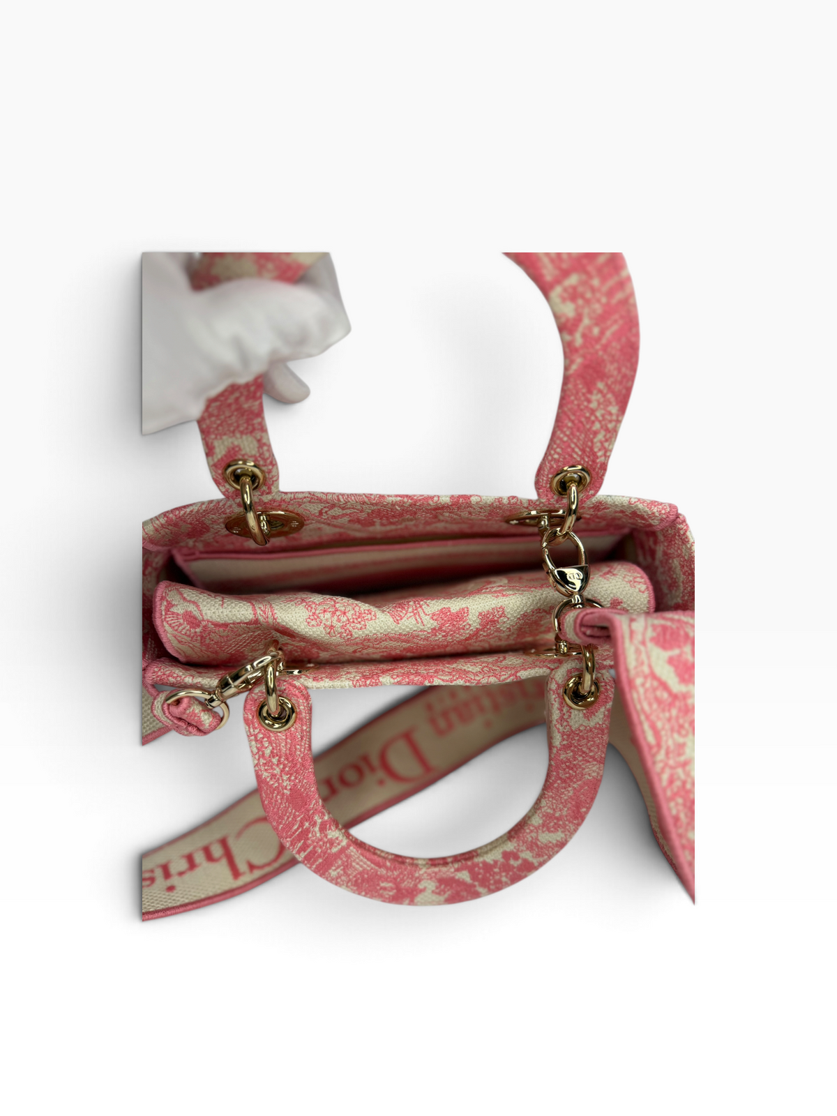 Dior pink canvas medium lady ghw t8788