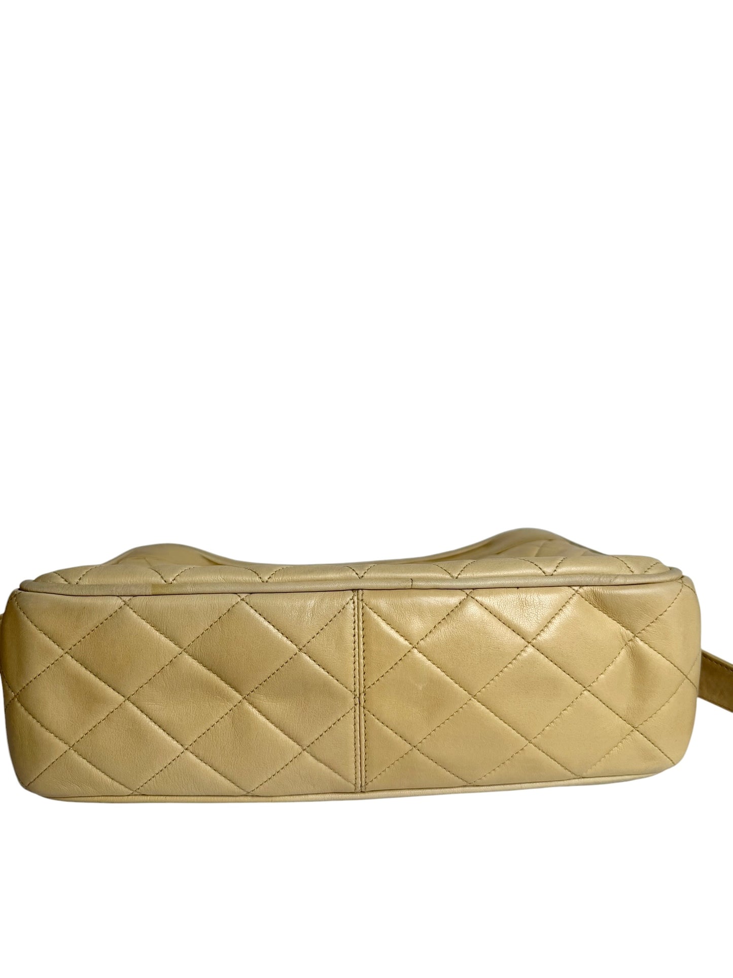 Chanel Vintage Beige Lamb Camera Bag GHW