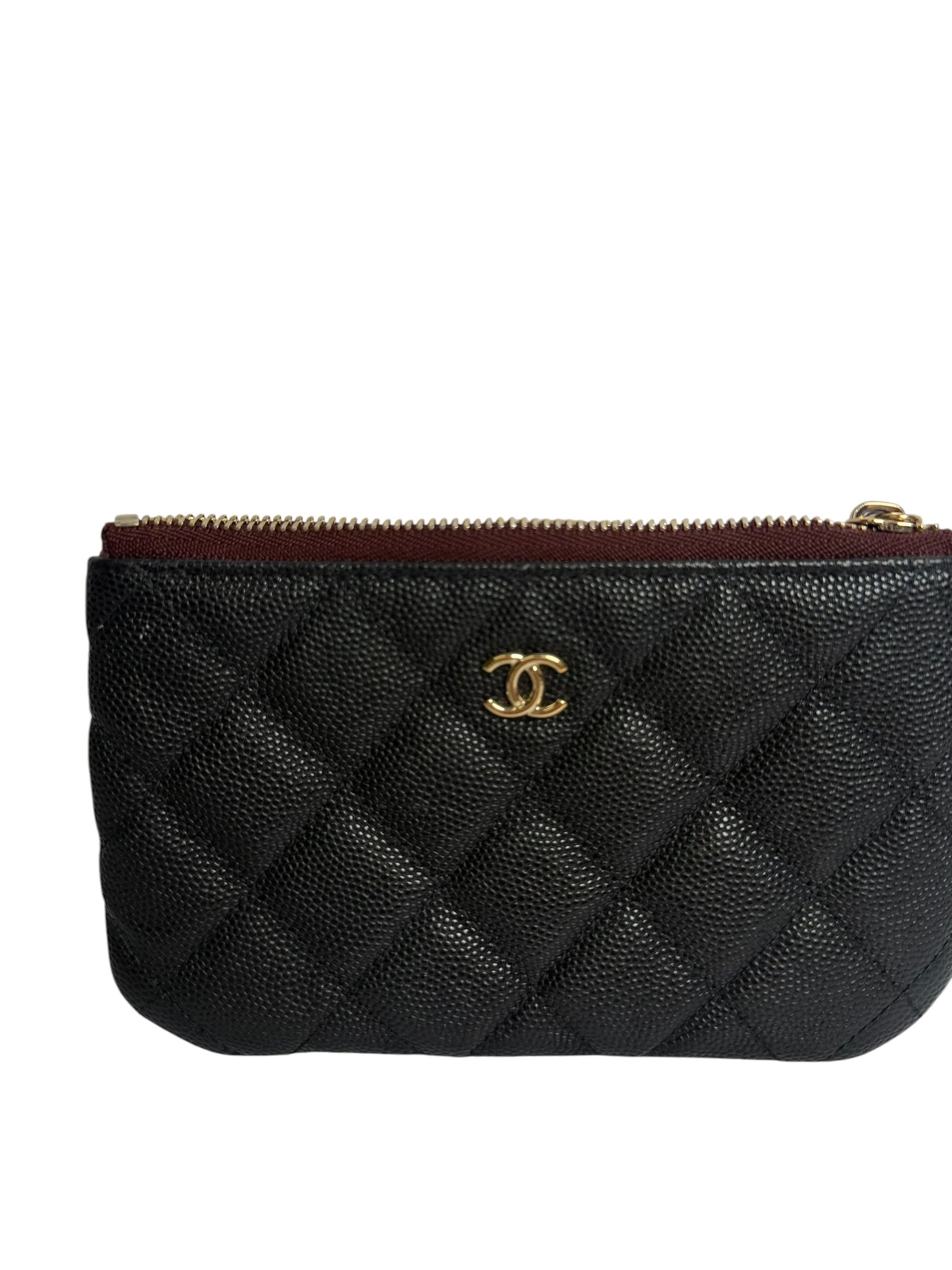 Chanel Quilted Caviar Zip Pouch Black T8716