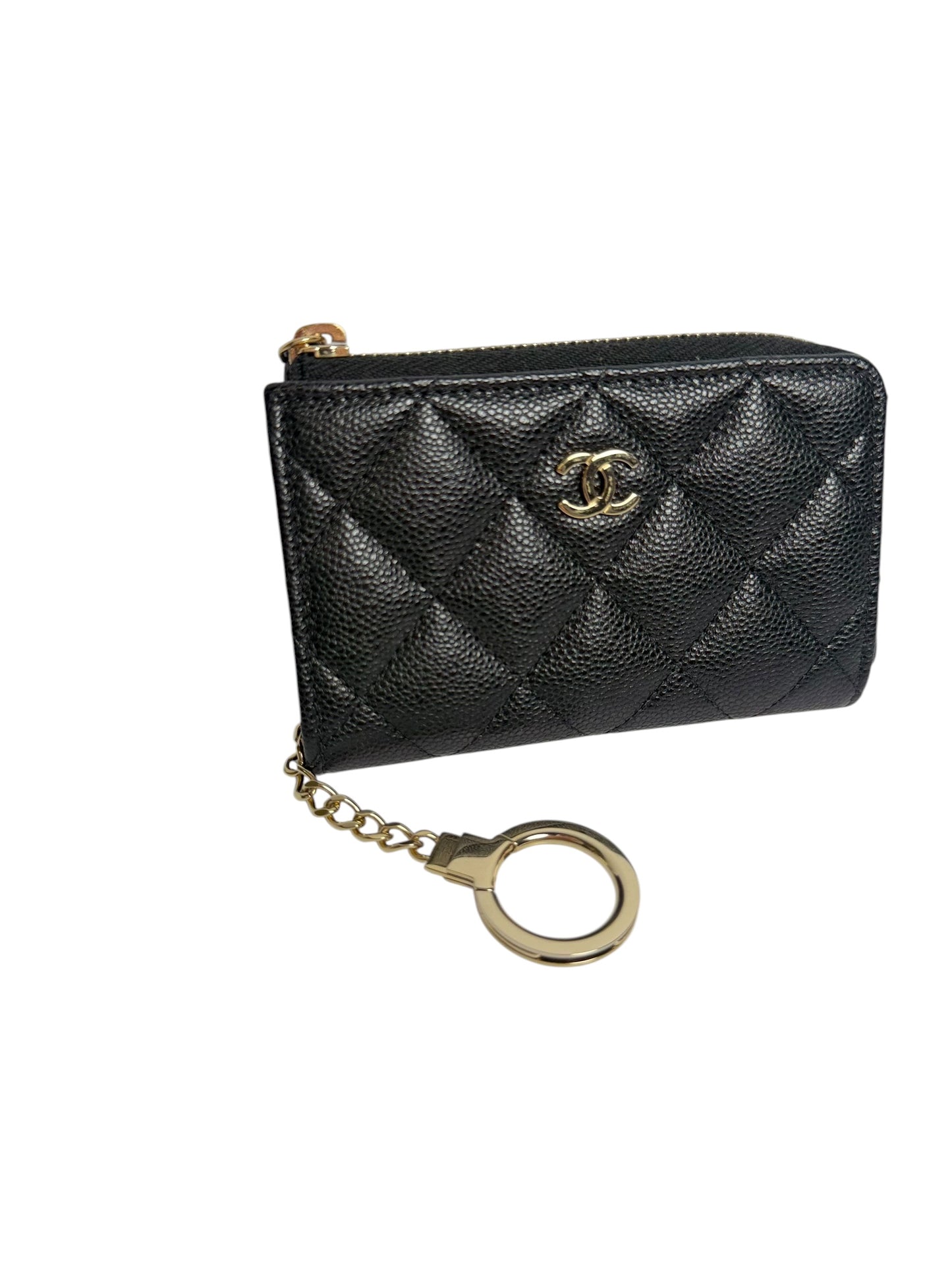 Chanel Quilted Caviar Key Pouch Black GHW T8714