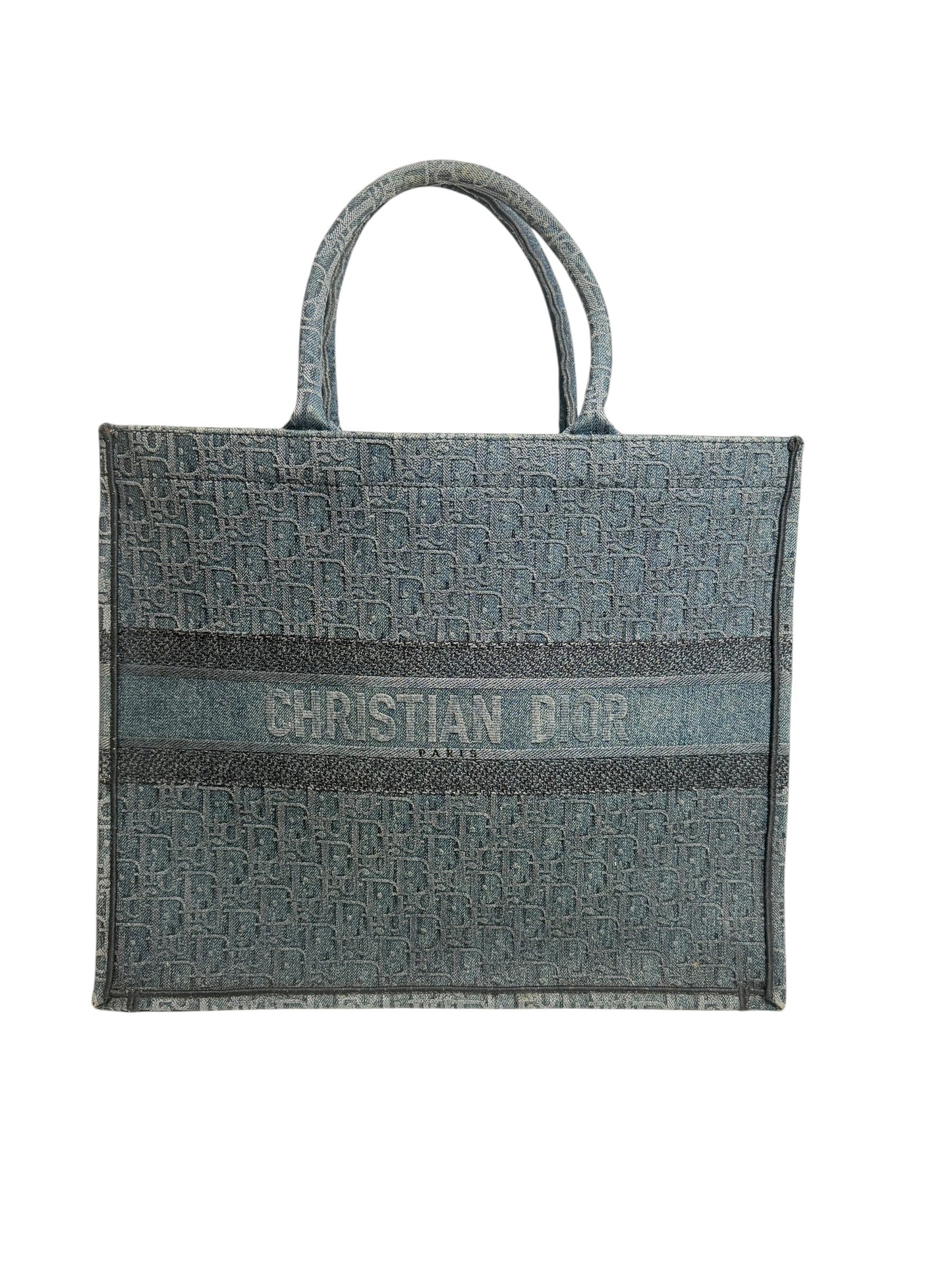 Christian Dior Blue Oblique Denim Large Book Tote Bag T6833