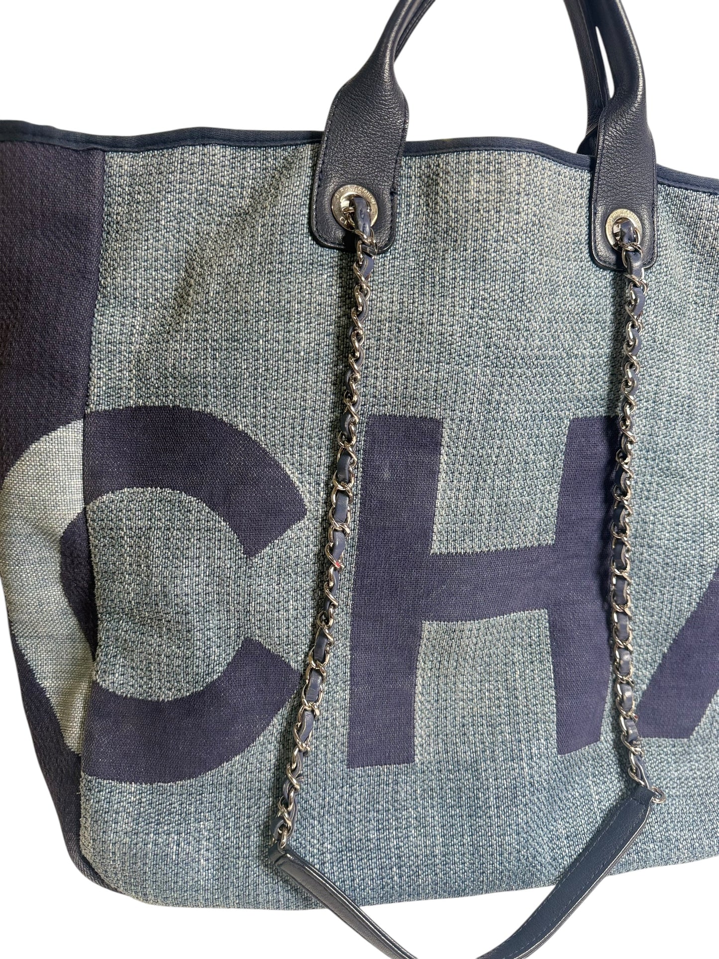 Chanel Blue Raffia Maxi Deauville Shopping Tote T8580