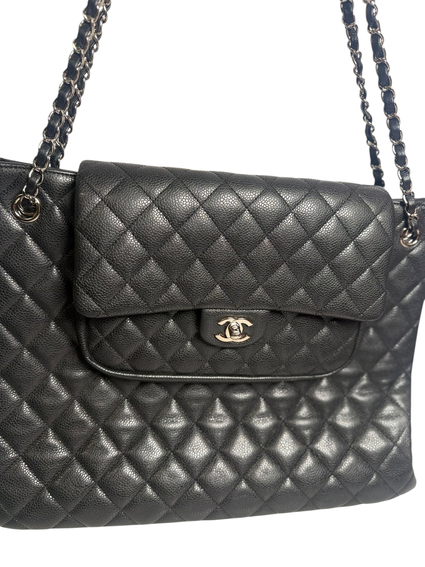 Chanel Quilted CC Chain Shoulder Tote Black T8643