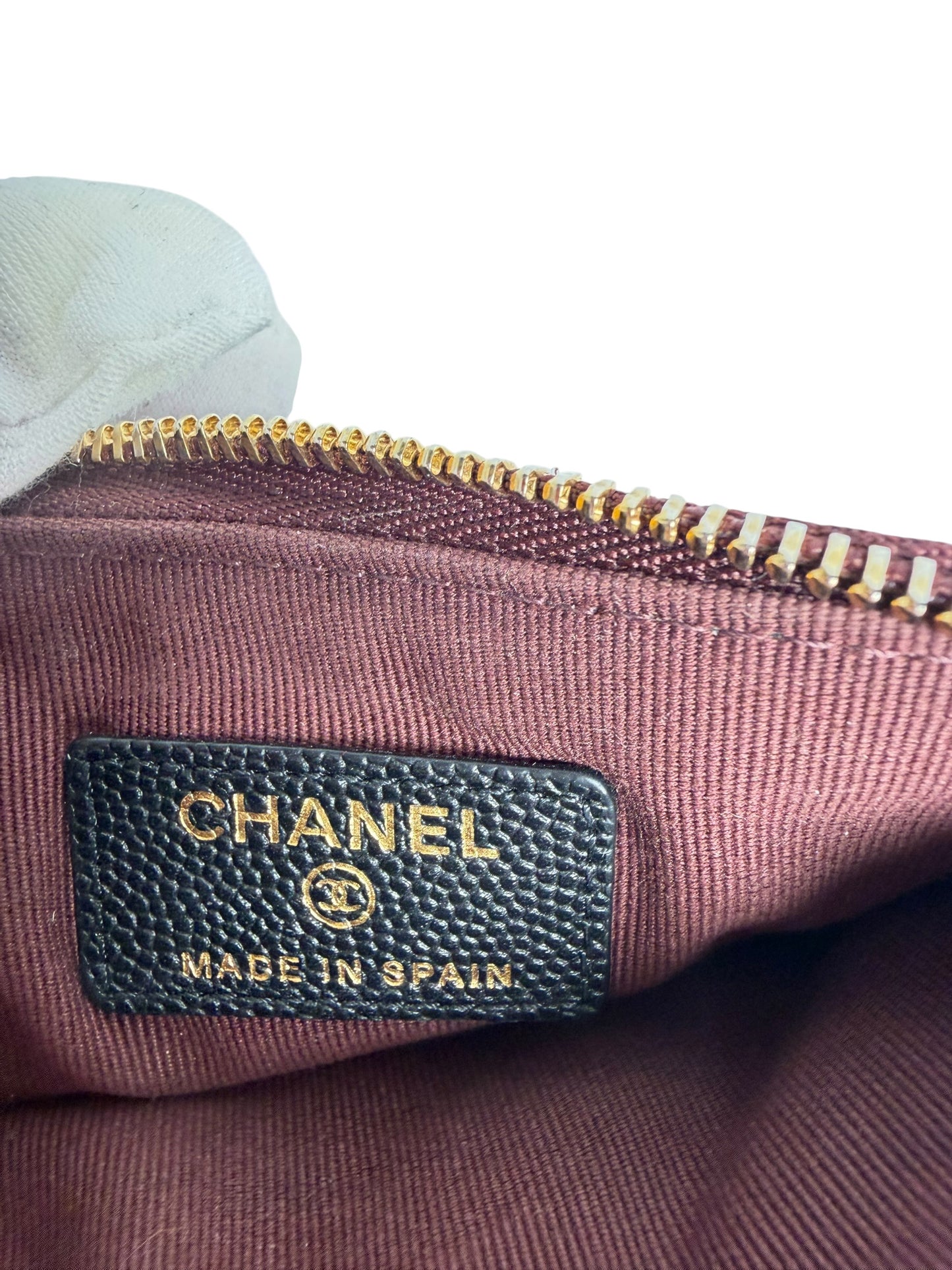 Chanel Quilted Caviar Zip Pouch Black T8716
