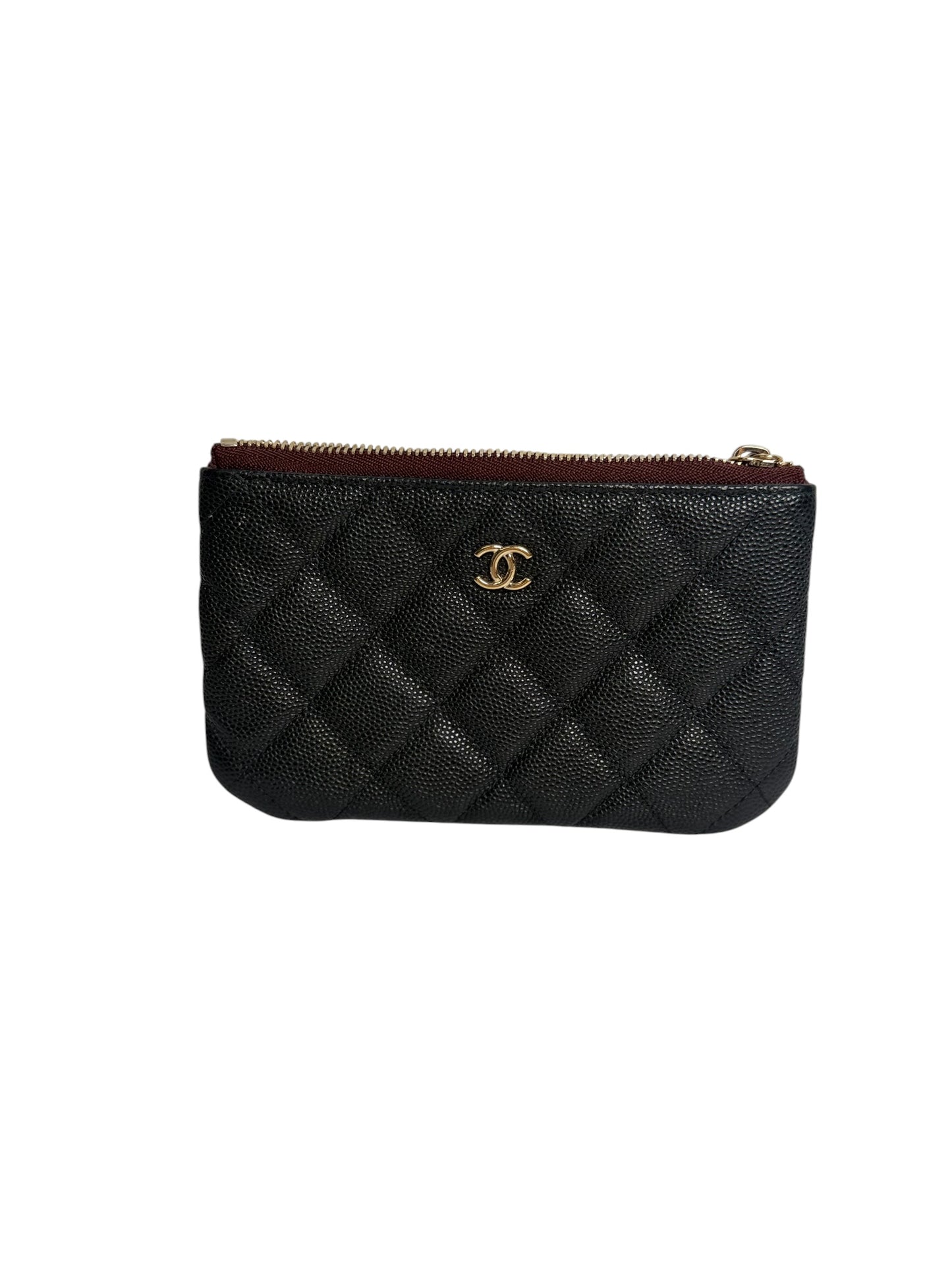 Chanel Quilted Caviar Zip Pouch Black T8716