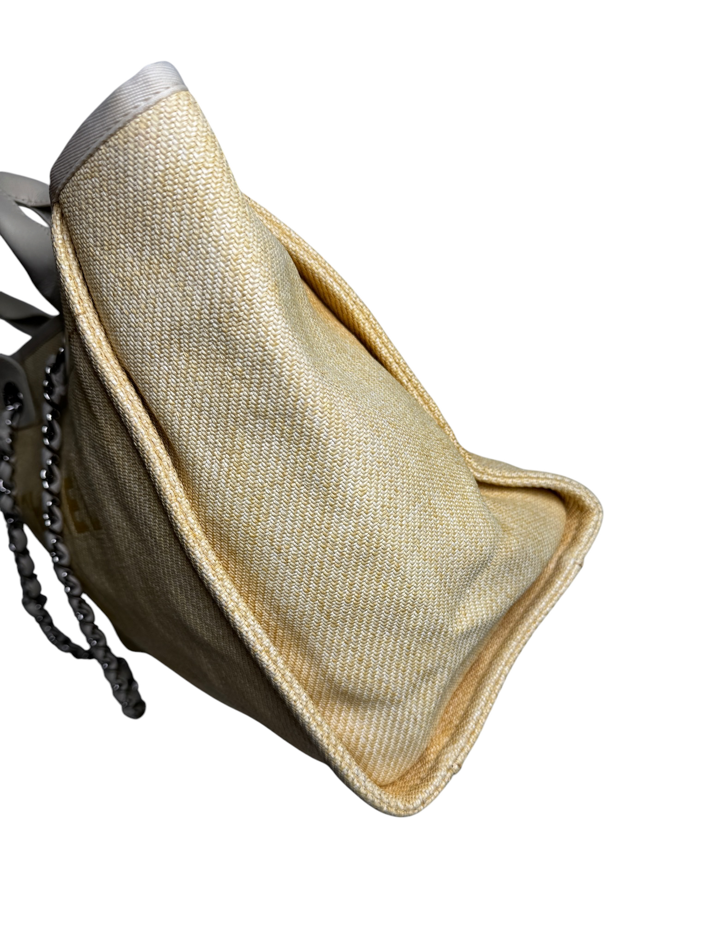 Chanel Deauville Canvas Yellow Tote T8493