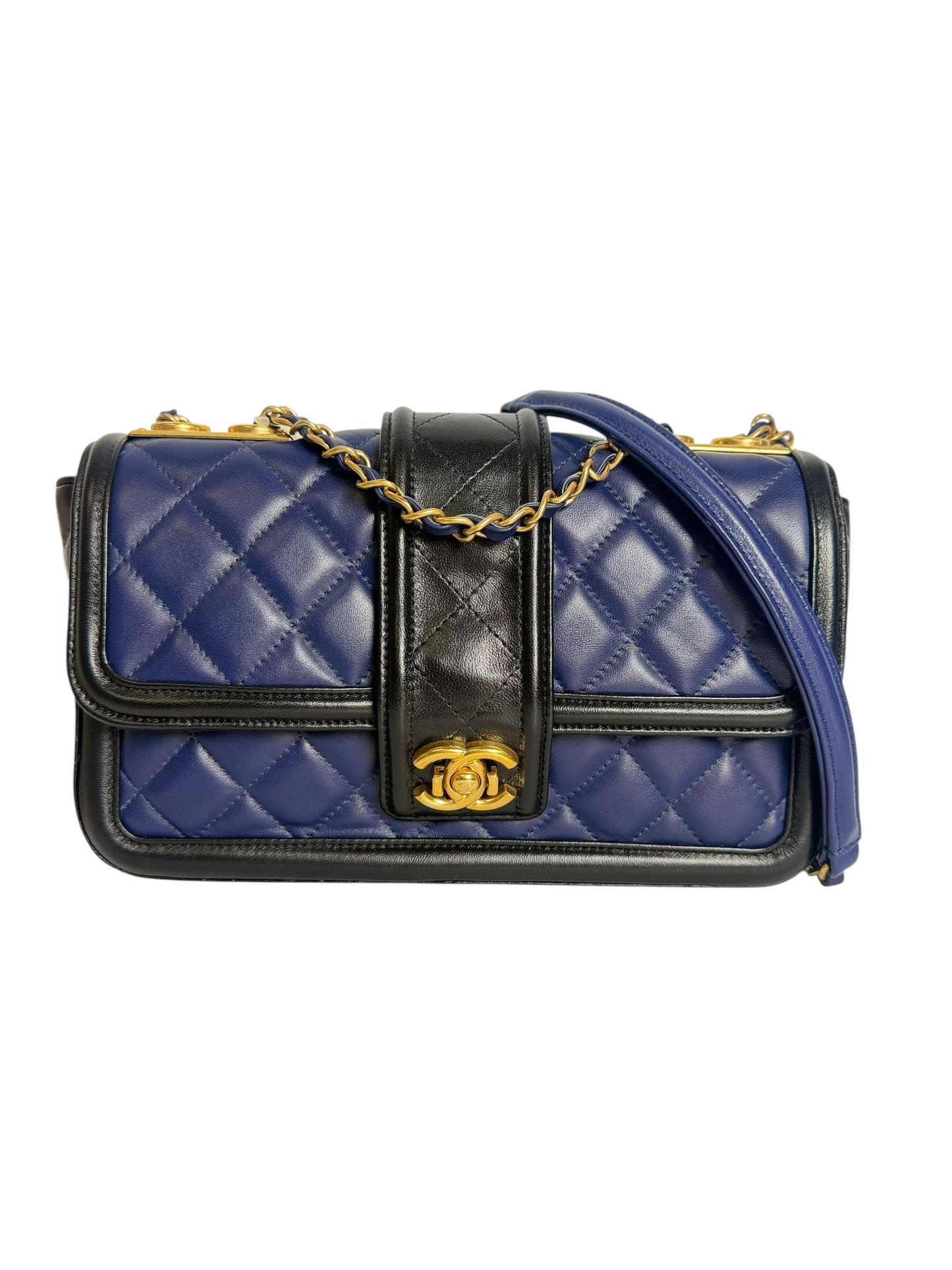 Chanel Elegant CC Flap Bag Blue Black T7795