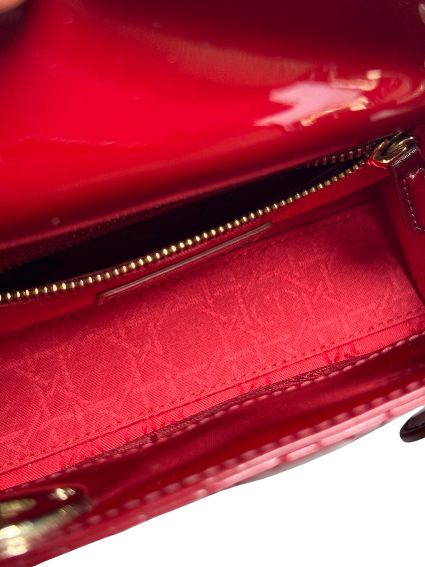 Christian Dior Mini Lady Dior Patent Red GHW