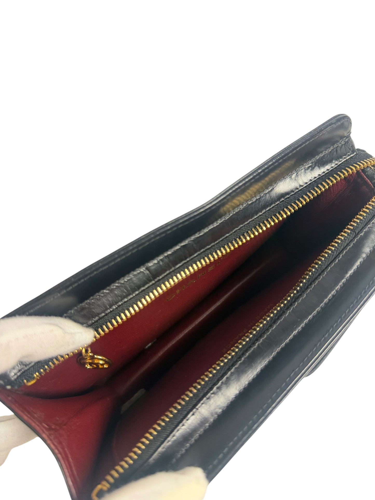 Chanel Vintage CC Wristlet Clutch Black T8687