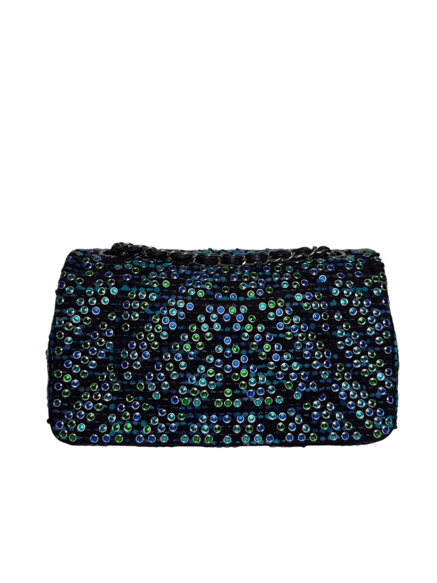 Chanel Chevron Tweed Jewel Classic Double Flap
