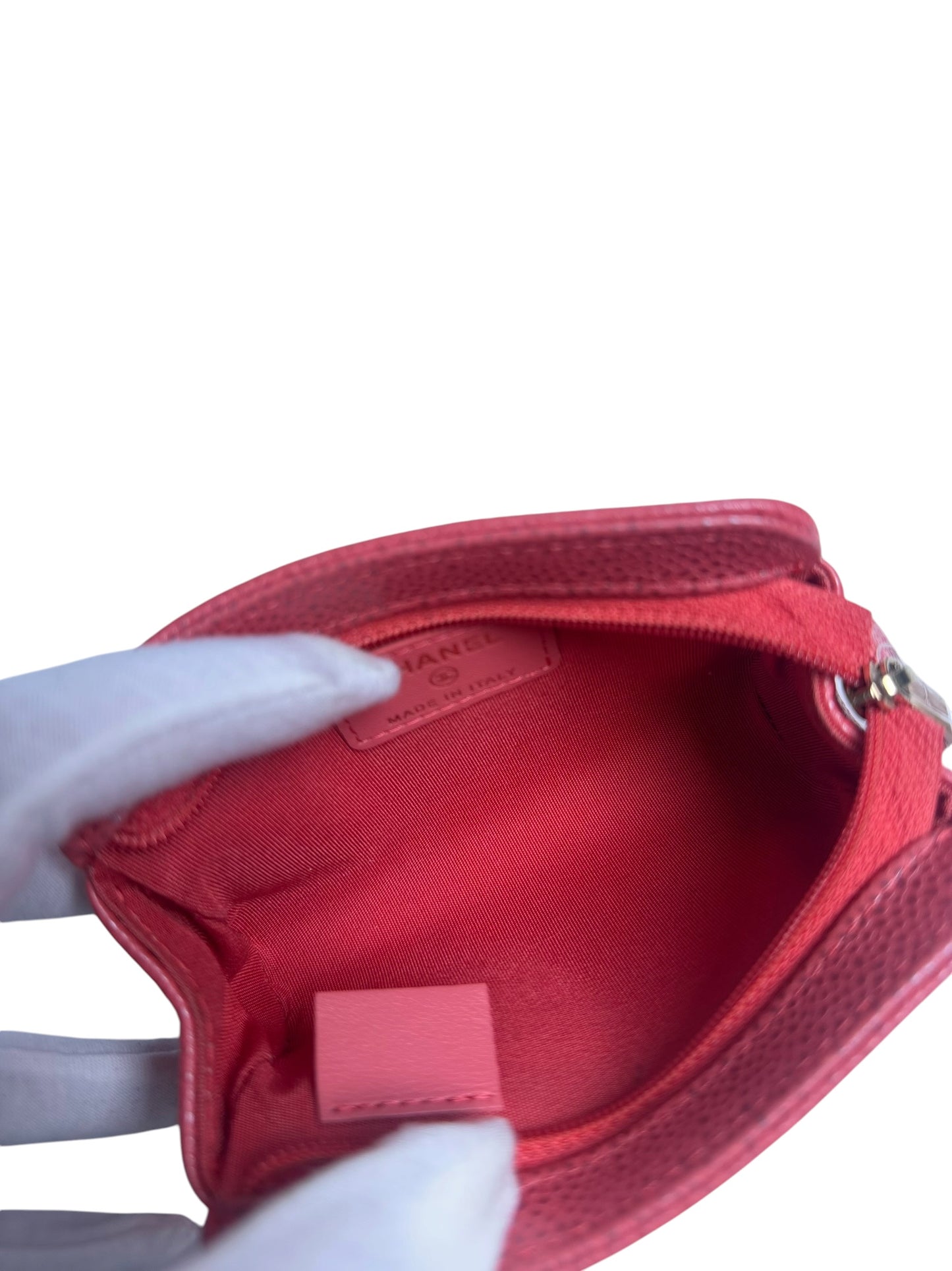 Chanel CC Zip Cosmetic Pouch Red T8576