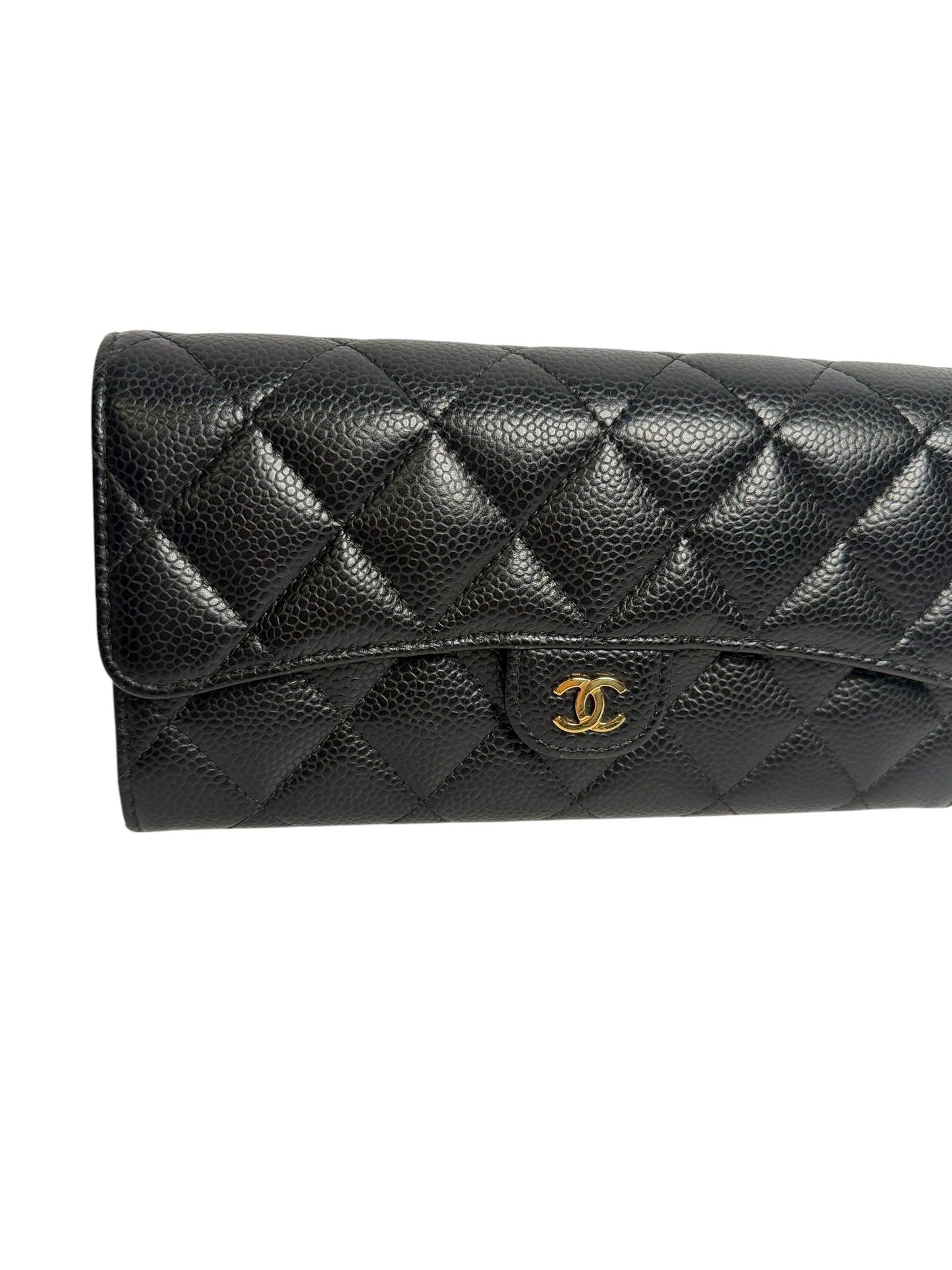 Chanel Classic Quilted Long Flap Wallet Black T8713