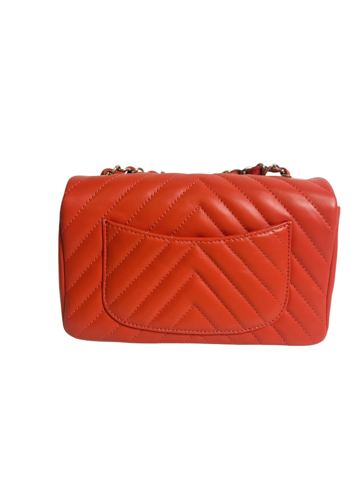 Chanel Chevron Quilted Mini Flap Bag Red T8619