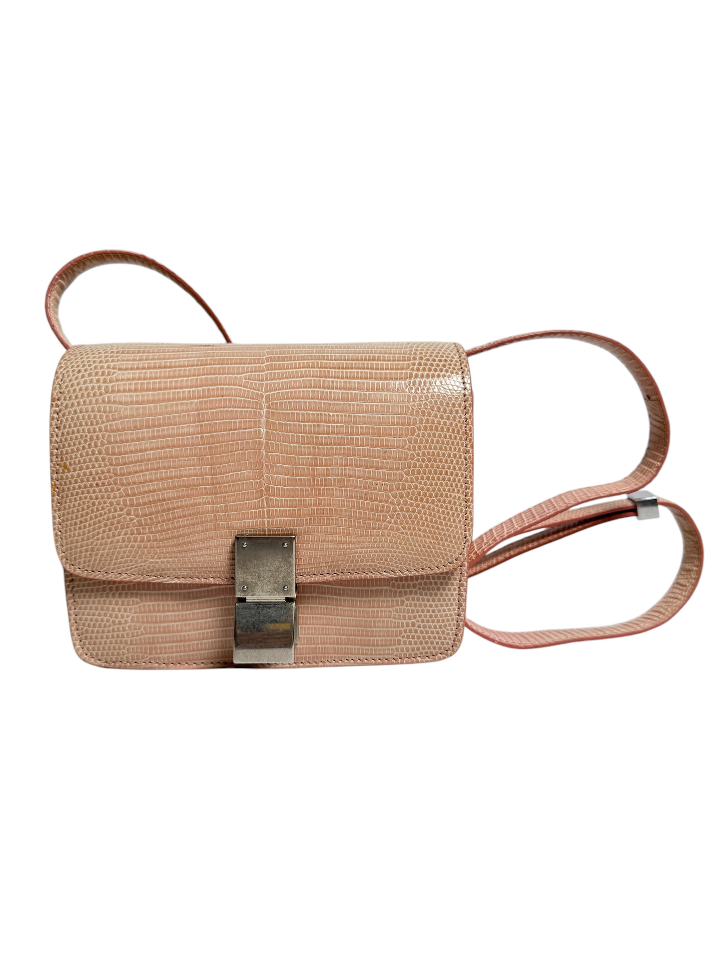 Celine Classic Box Lizard Leather Crossbody Bag Pink T8614