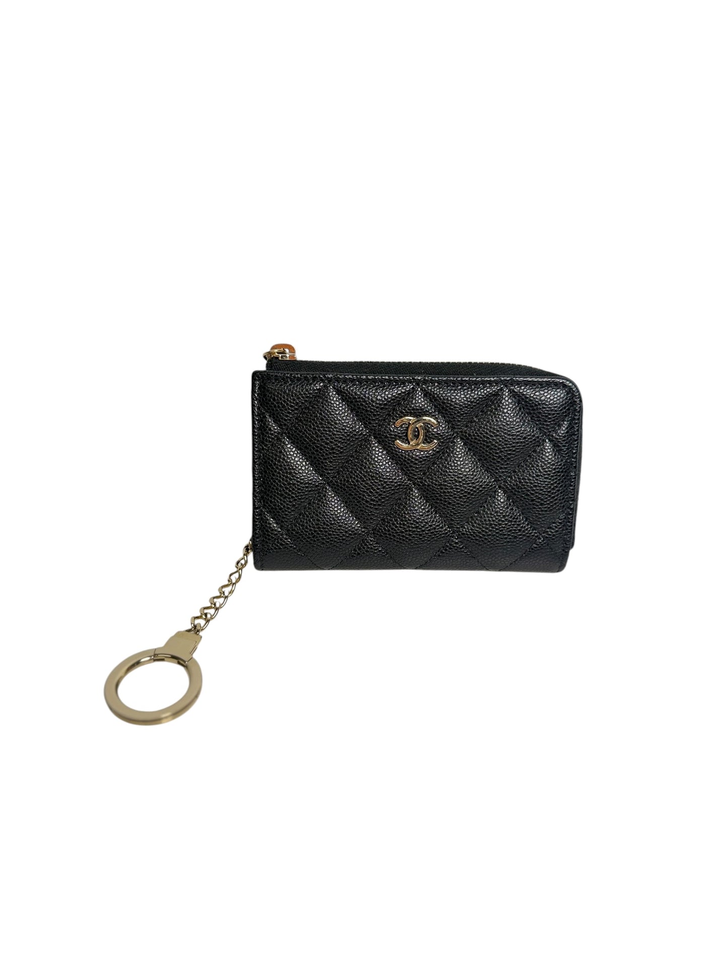 Chanel Quilted Caviar Key Pouch Black GHW T8714