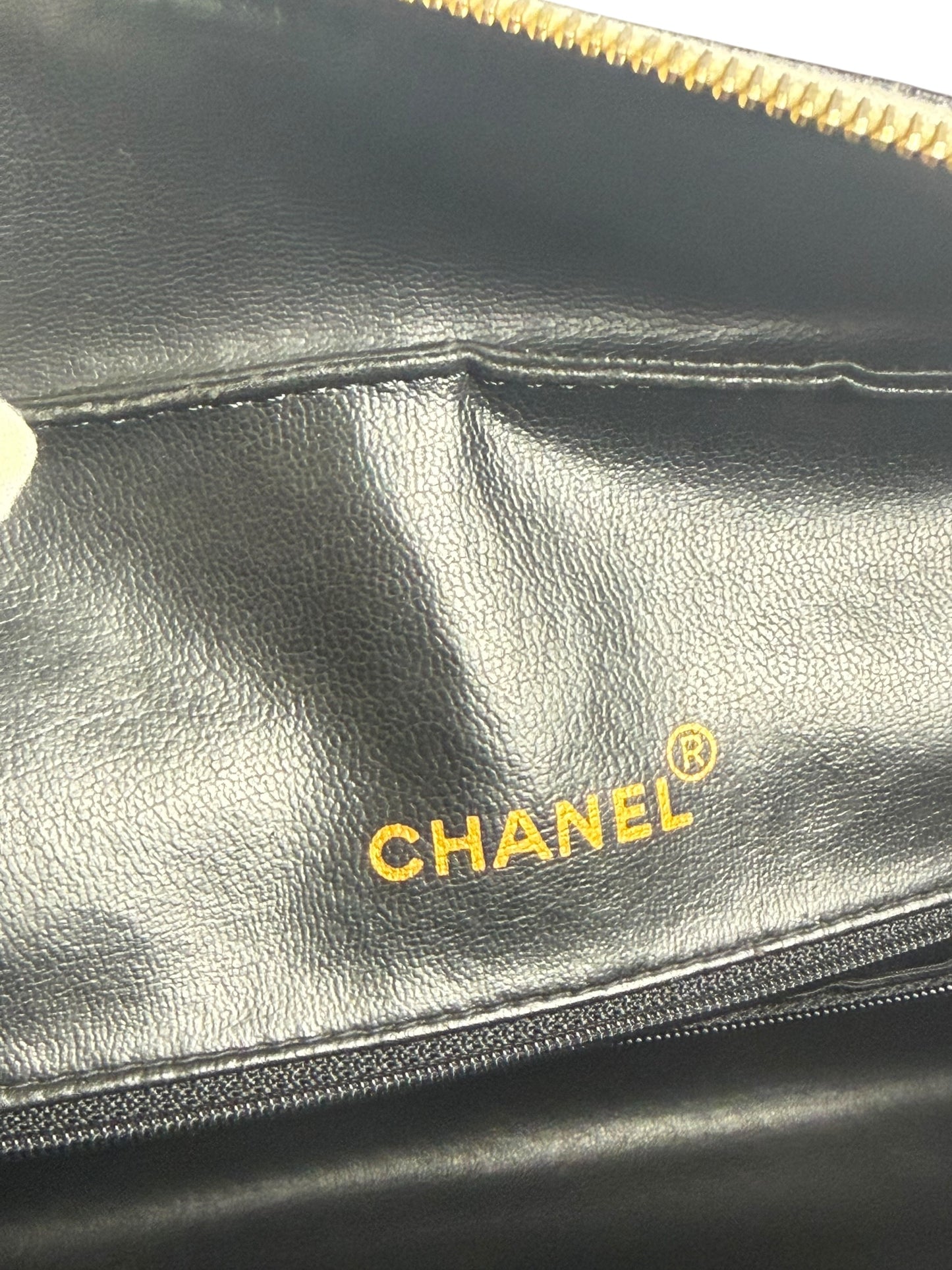 Chanel Quilted Logo Boston Bag Black T8690