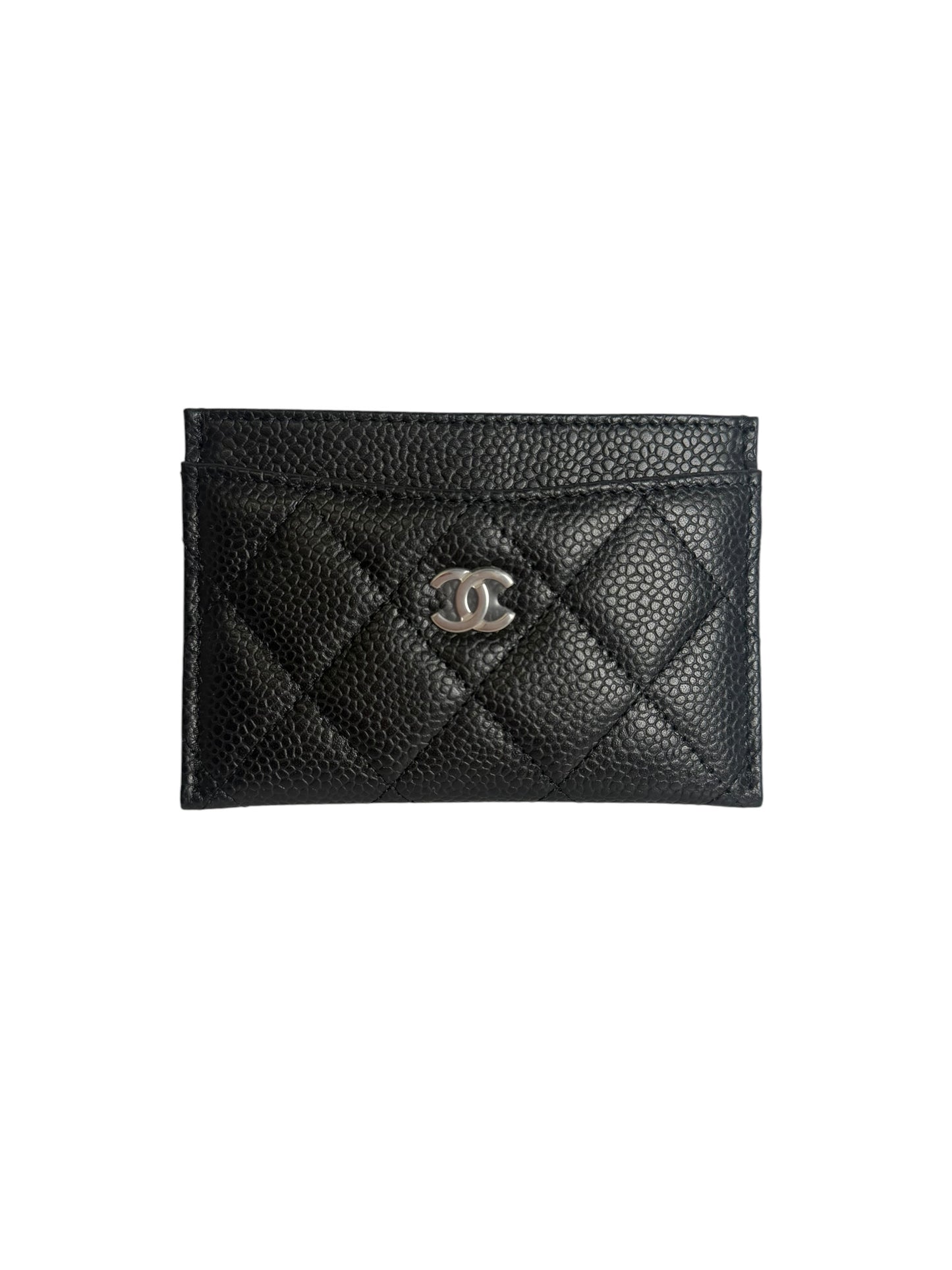Chanel Black Quilted Caviar Leather Card Holder T8238