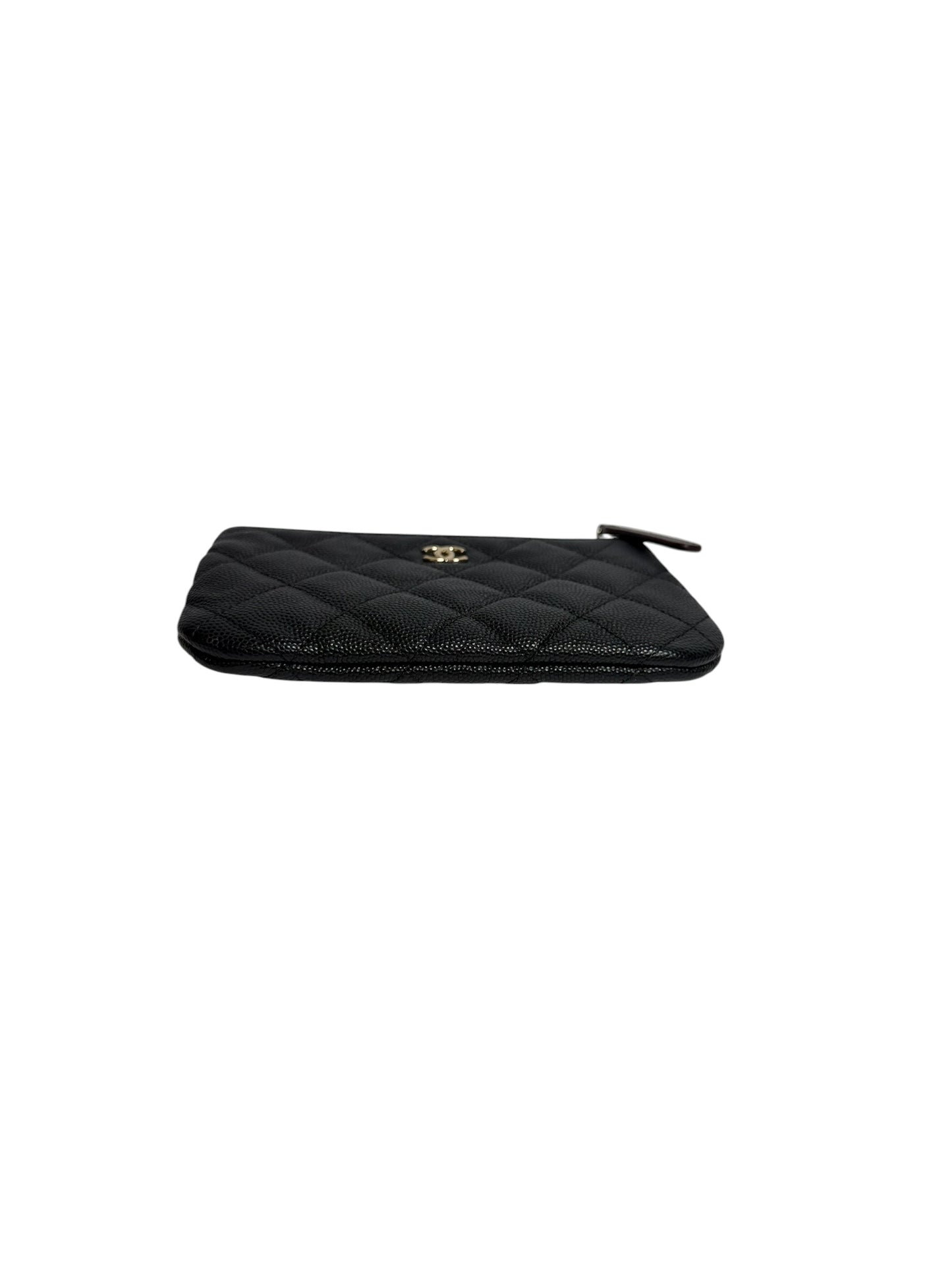 Chanel Quilted Caviar Zip Pouch Black T8716