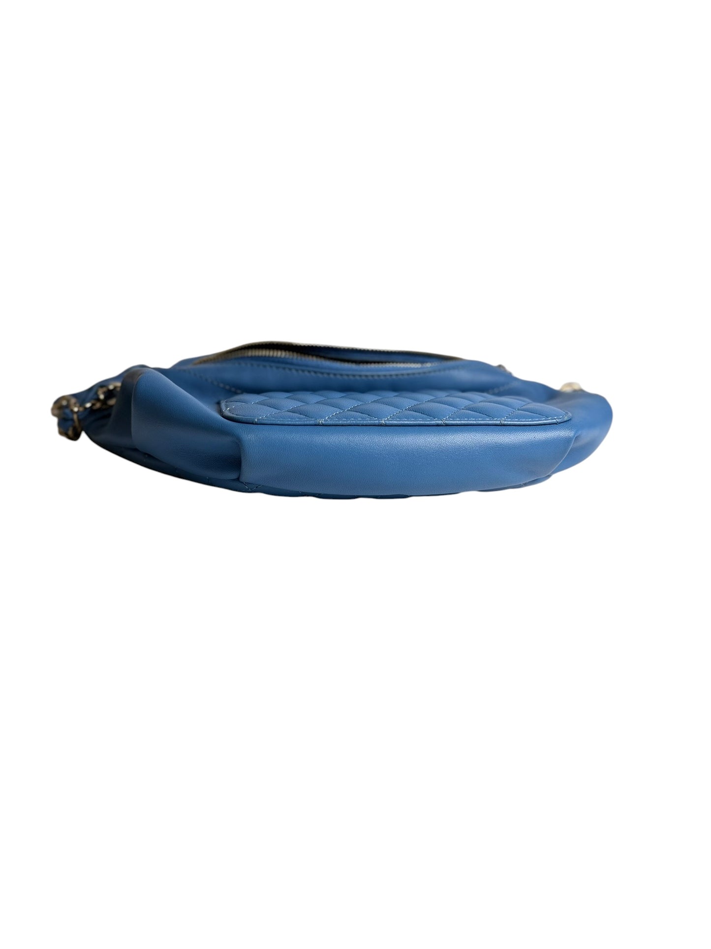 Chanel Quilted Waist Belt Bag Blue T8578