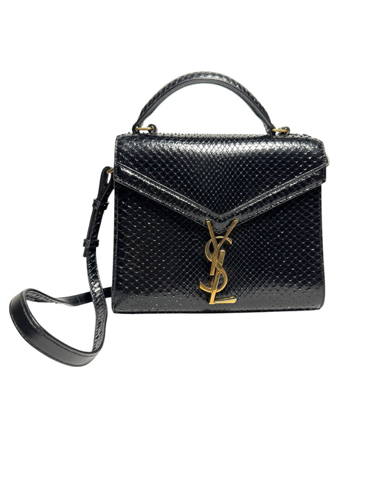 Saint Laurent Black Snakeskin Cassandra Top Handle Bag Small T8054