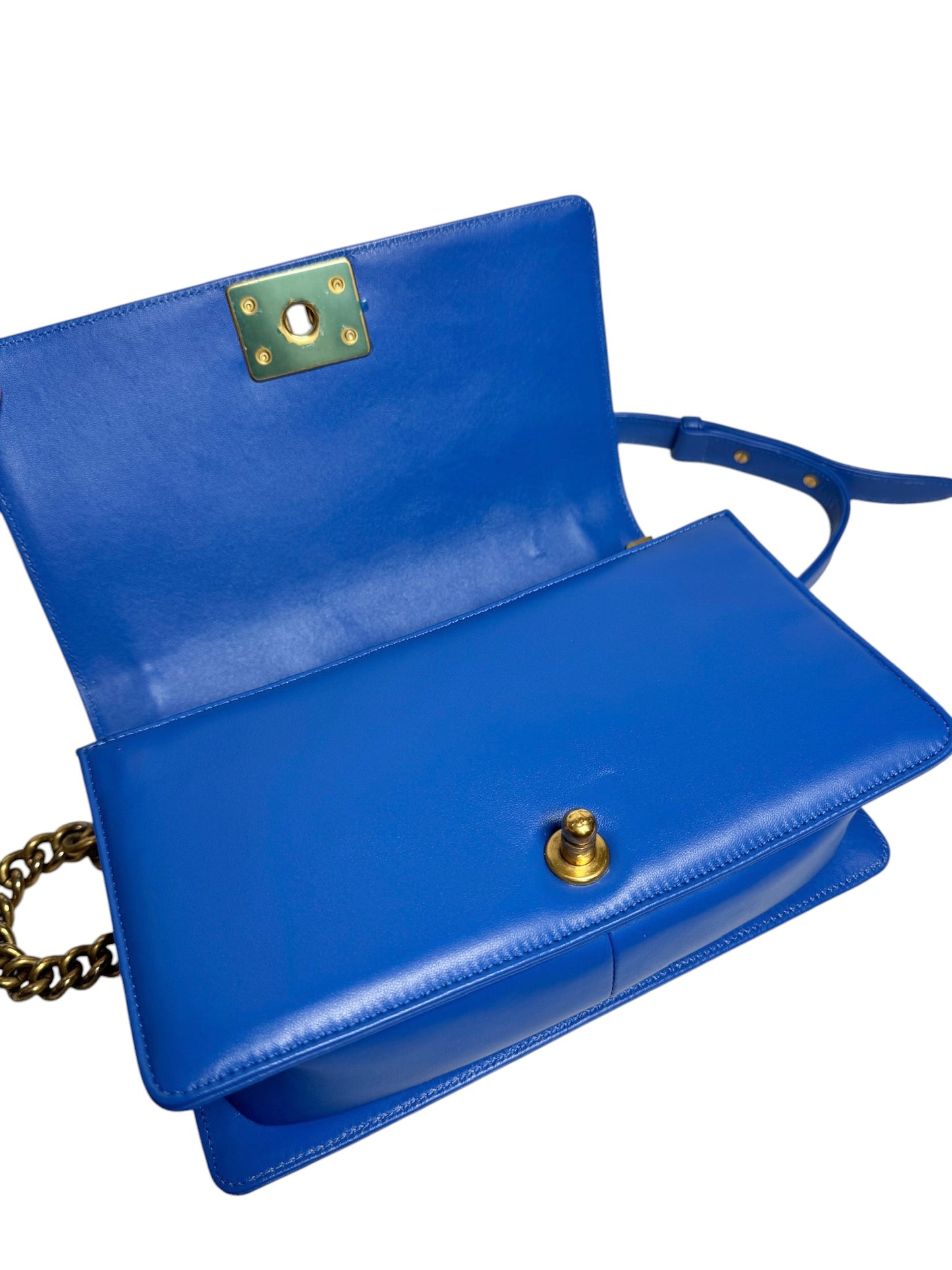 Chanel Blue Quilted Medium Boy Bag GHW