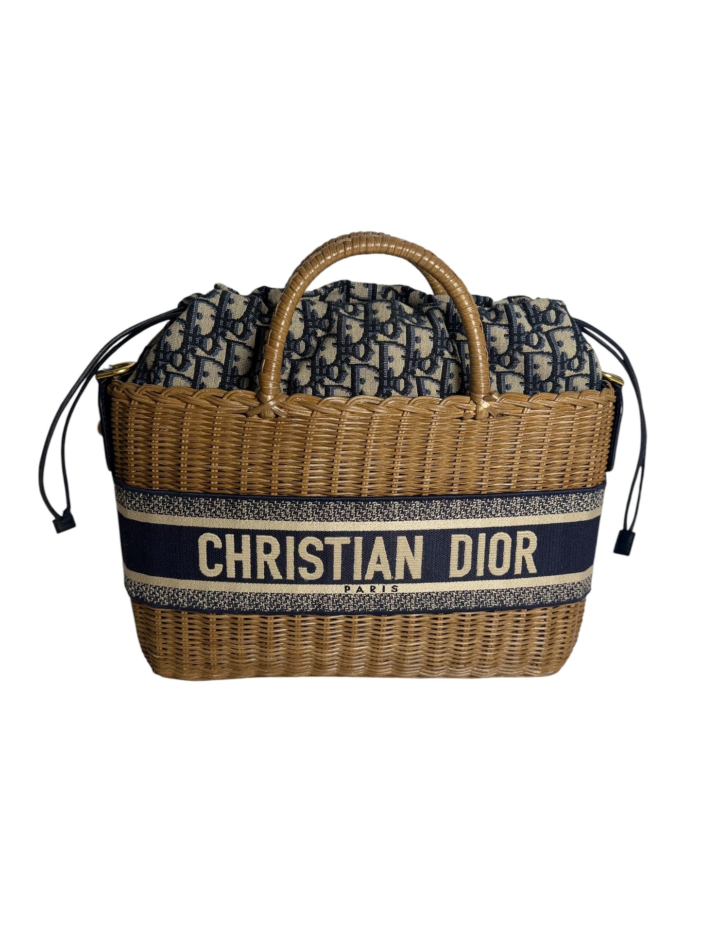 Dior Oblique Wicker Basket Bag Brown T8620