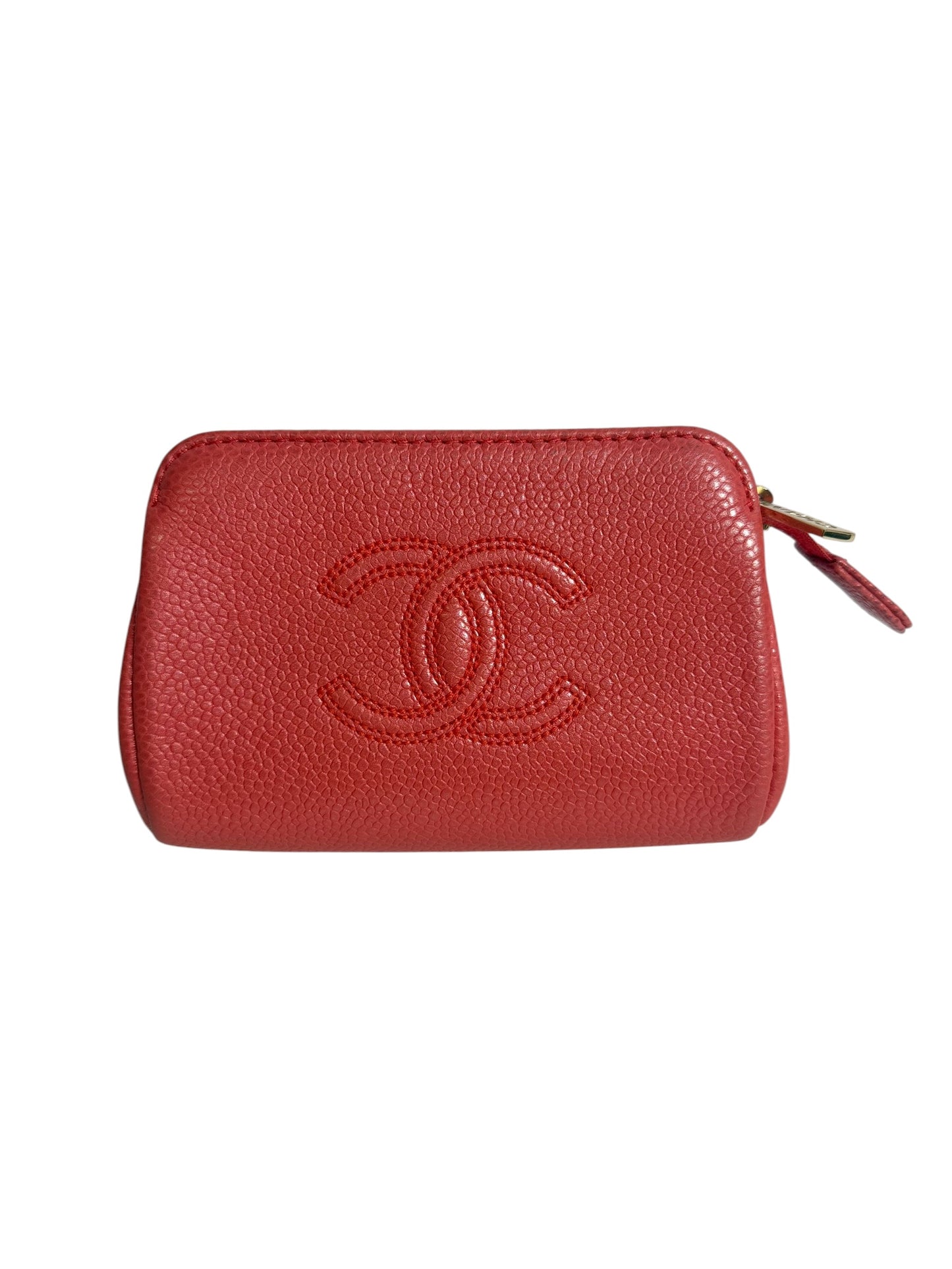 Chanel CC Zip Cosmetic Pouch Red T8576
