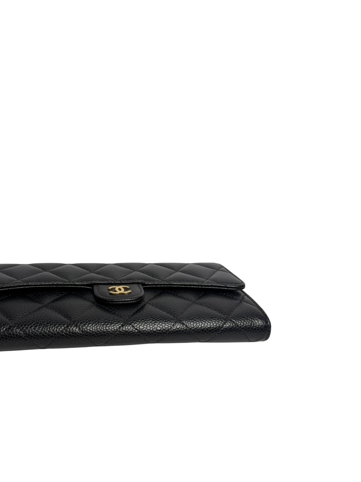 Chanel Classic Quilted Long Flap Wallet Black T8713