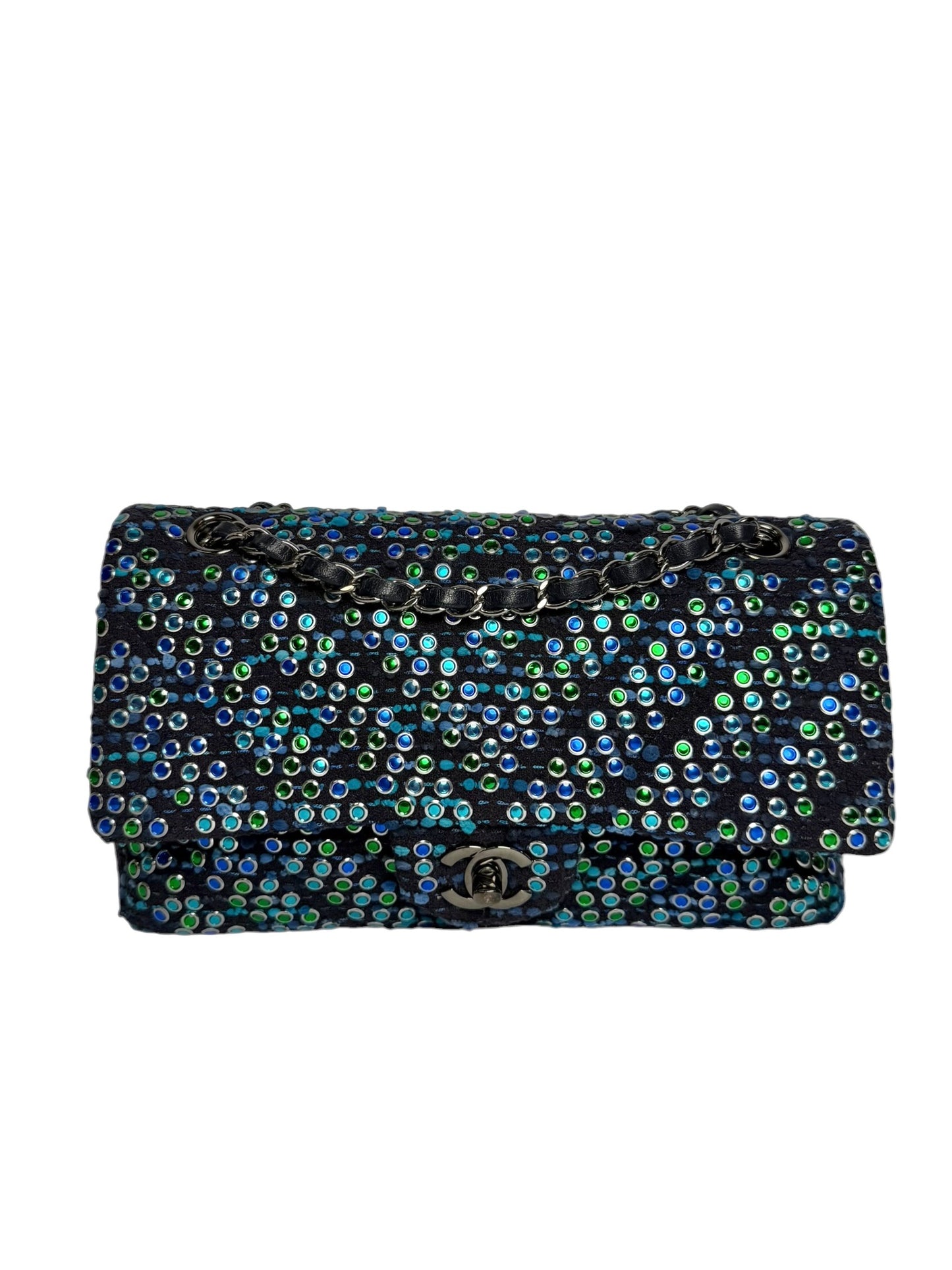 Chanel Chevron Tweed Jewel Classic Double Flap