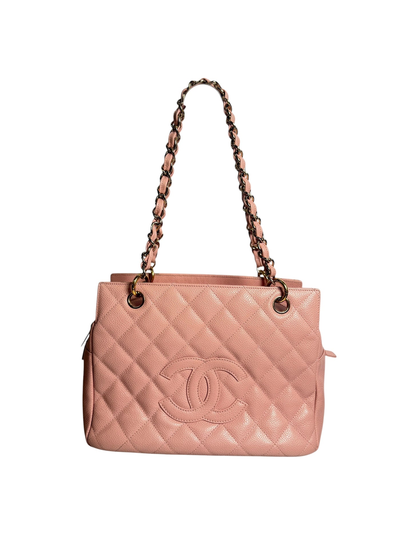 Chanel Grand Shopping Tote GST Quilted Shoulder Bag Pink T8505