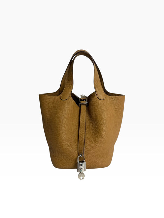 Hermes Picotin 18 Biscuit GHW