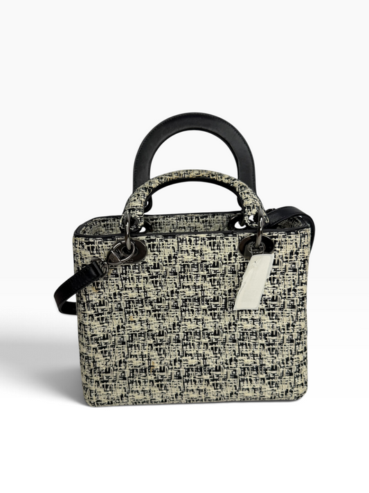 Dior Black/White Tweed Lady Medium T8776
