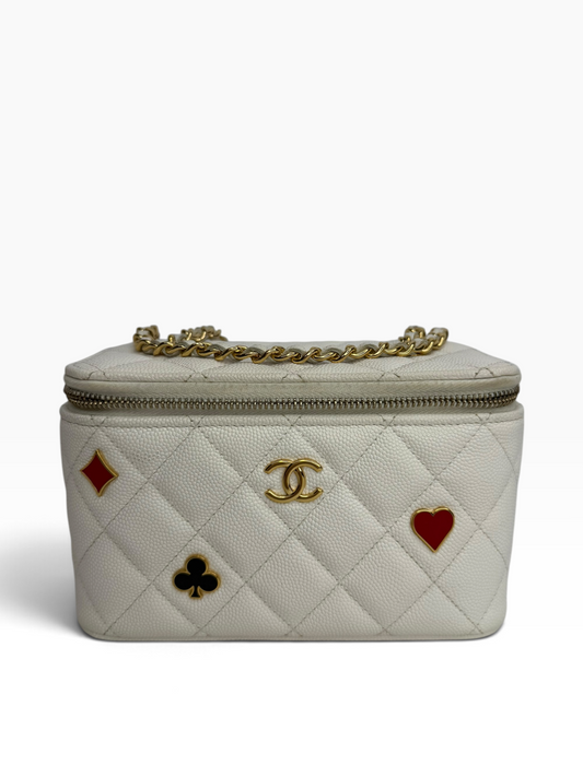 Chanel Casino Vanity White Caviar T8869