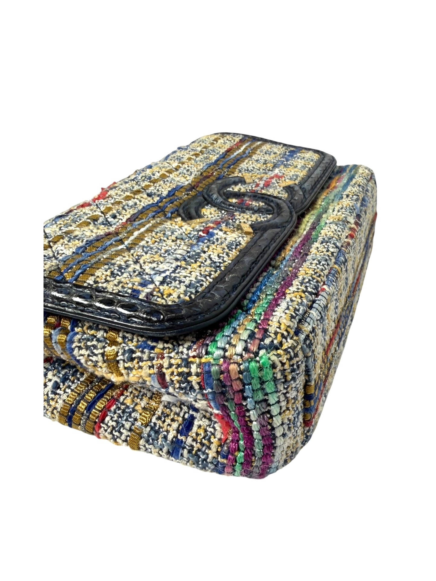 Chanel Tweed Python Filligree Flap