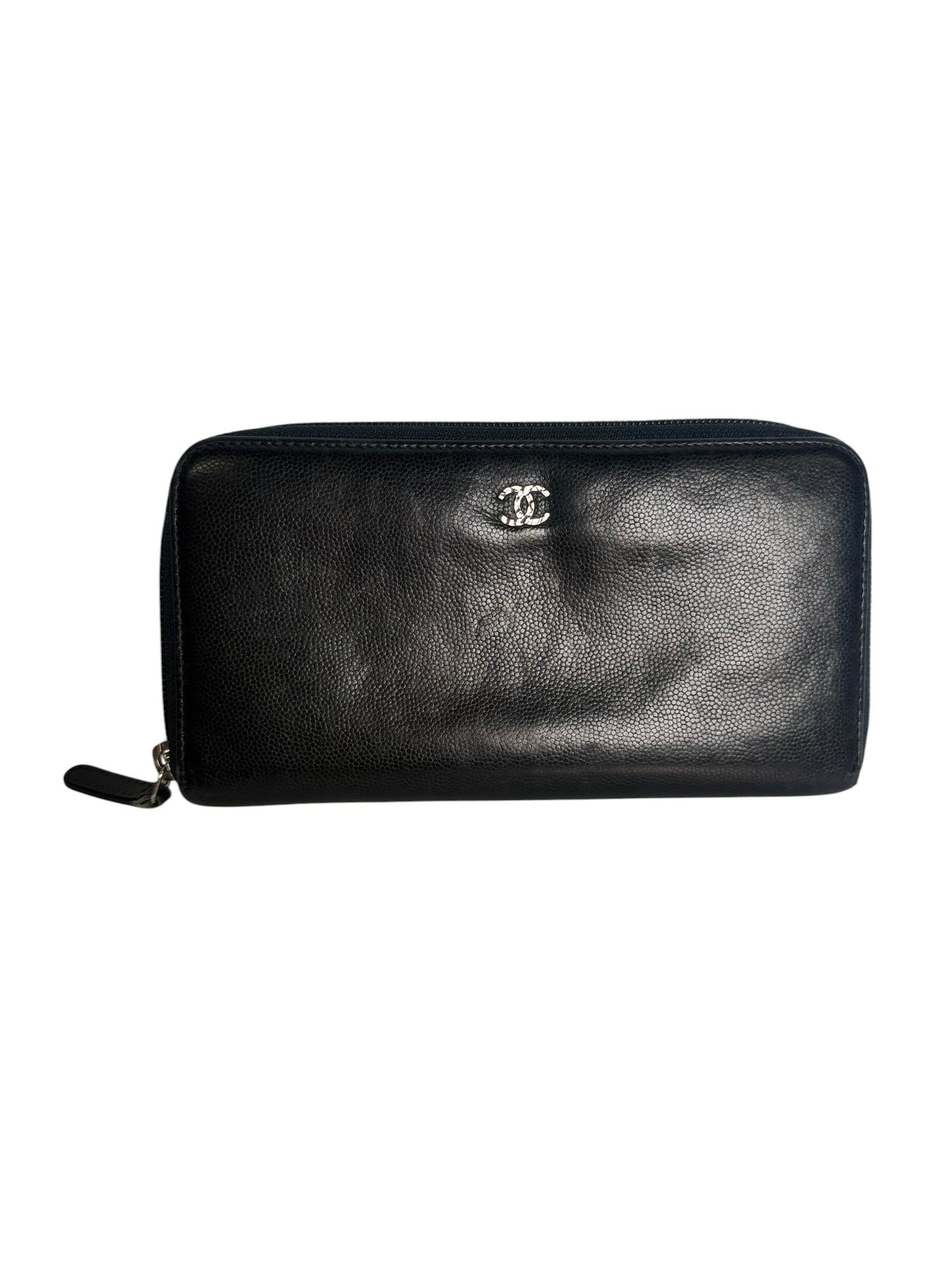 Chanel Caviar Zip Around Wallet Navy T1005