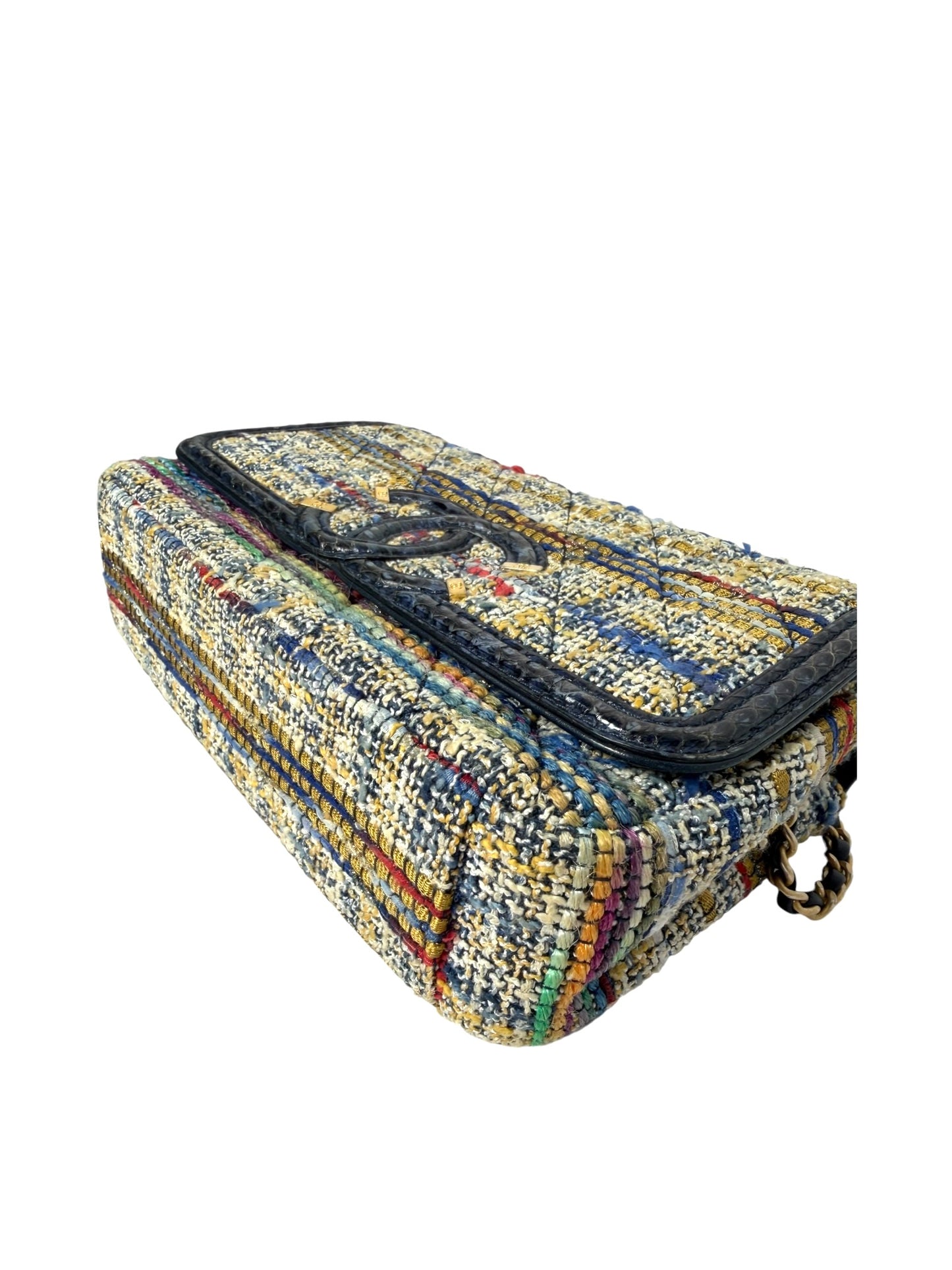 Chanel Tweed Python Filligree Flap