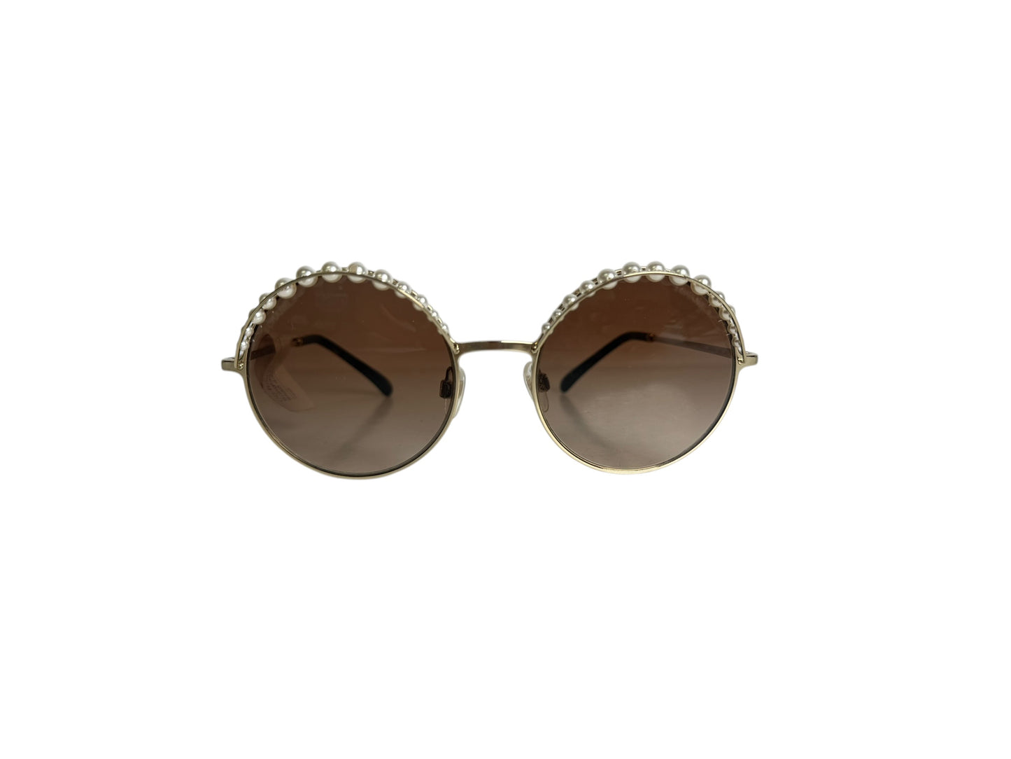 Chanel Gold Round Pearl-Trim Sunglasses T7096