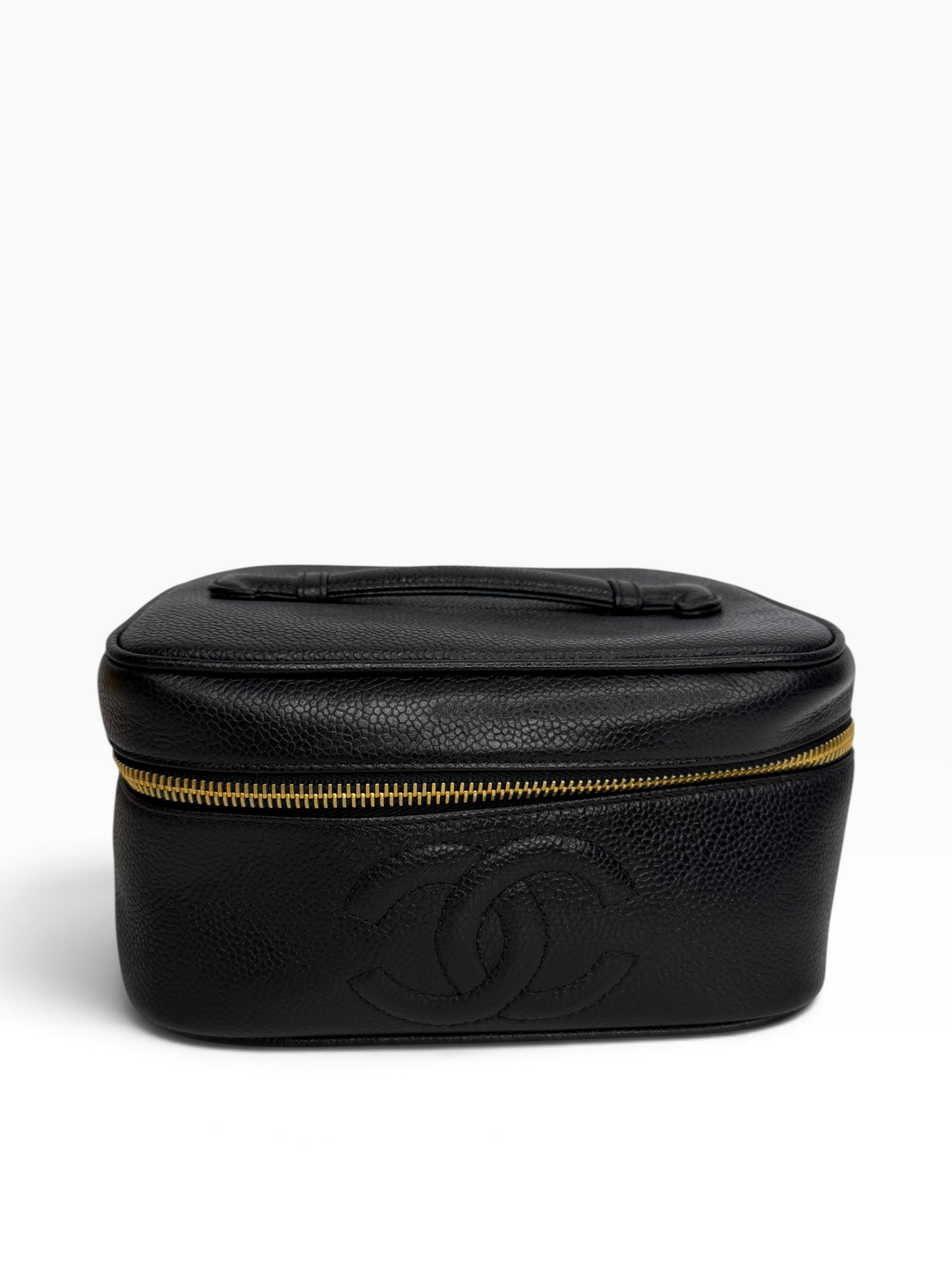 Chanel Caviar Black Top Handle Cosmetic T8865