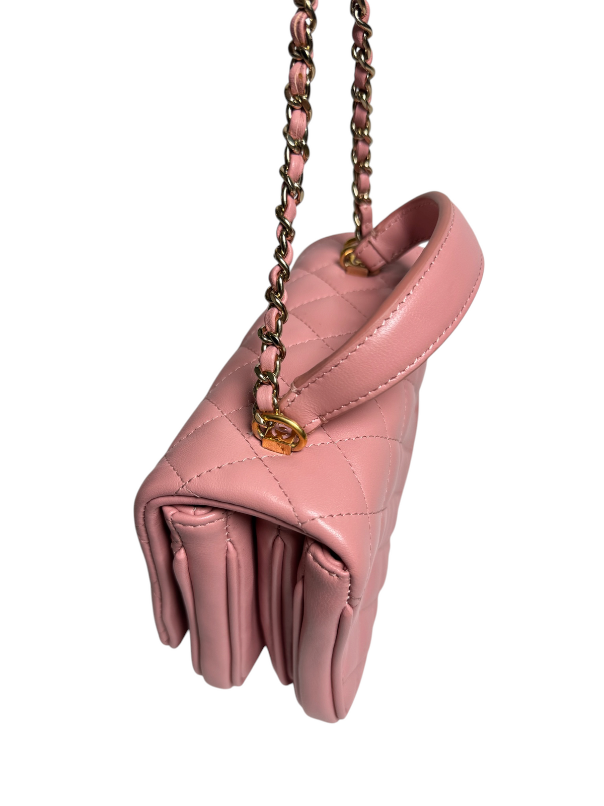 Chanel Top Handle Flap Pink Lambskin T8498