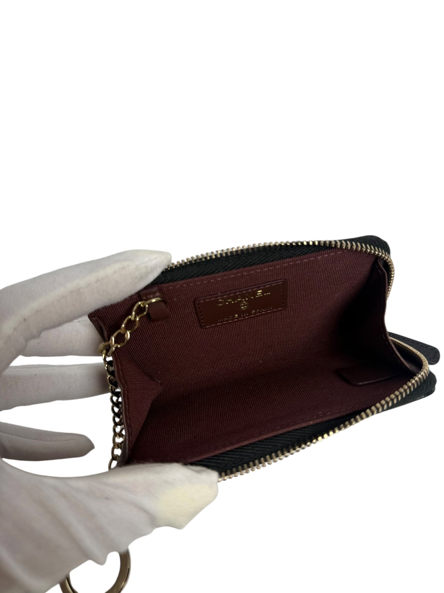 Chanel Quilted Caviar Key Pouch Black GHW T8714