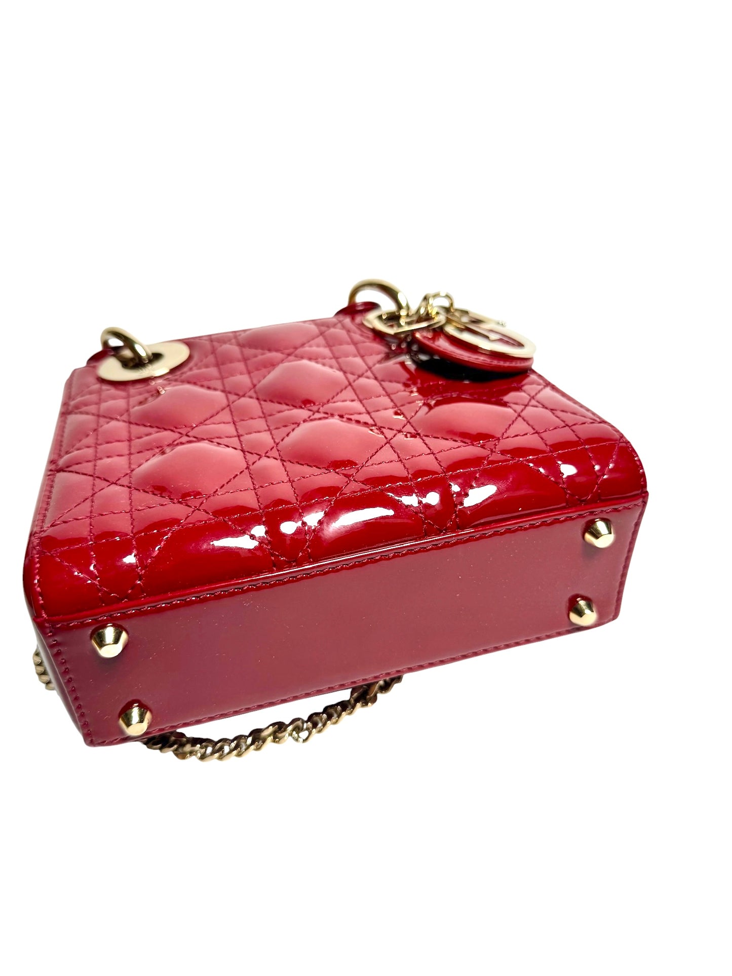 Christian Dior Mini Lady Dior Patent Red GHW