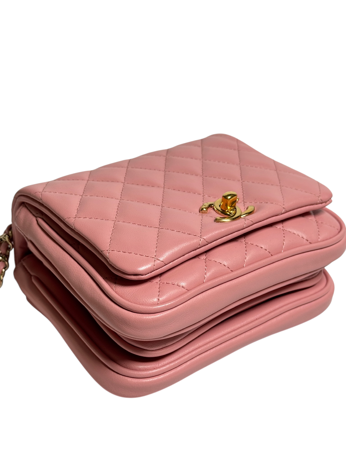 Chanel Top Handle Flap Pink Lambskin T8498