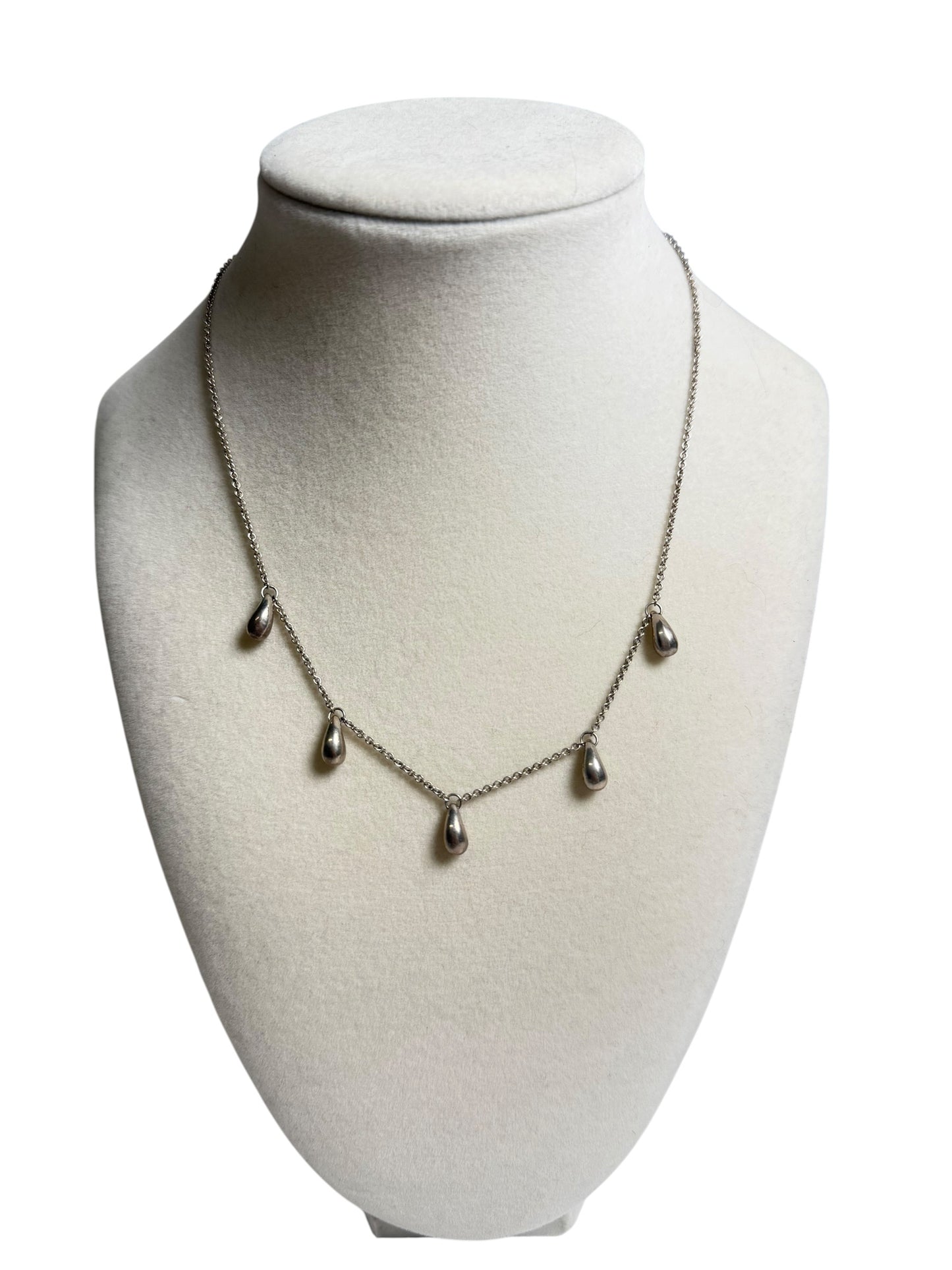 Tiffany & Co Teardrop Charm Chain Necklace Silver T4280