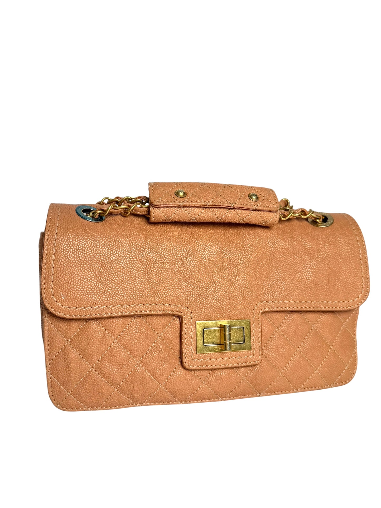 Chanel 2.55 Peach Caviar Medium Flap GHW