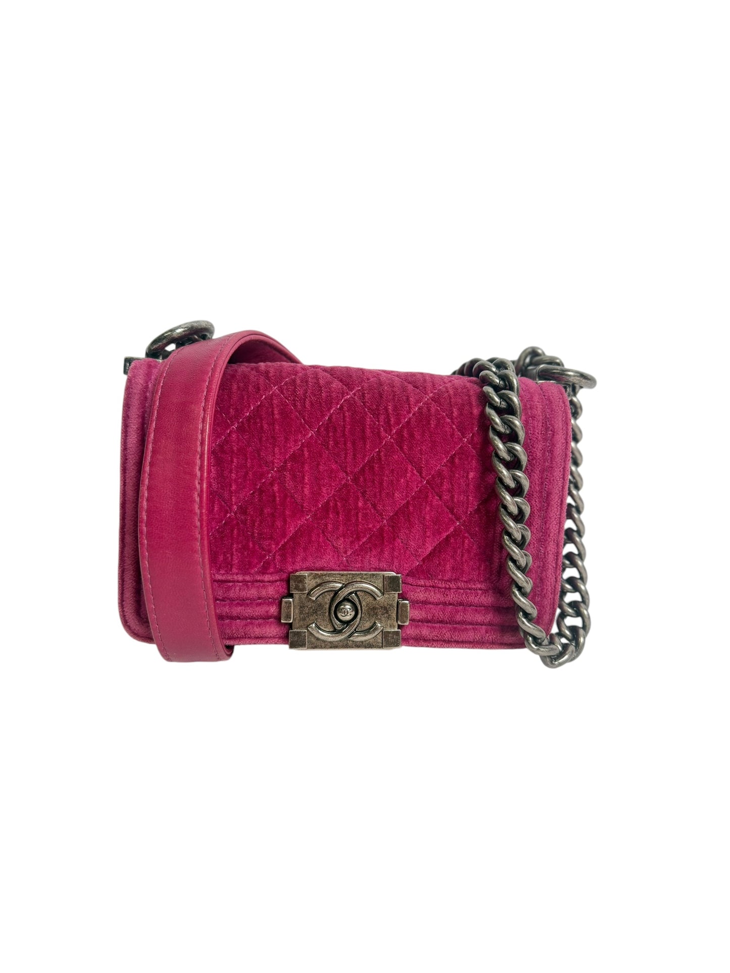 Chanel Boy Bag Velvet Pink T7889
