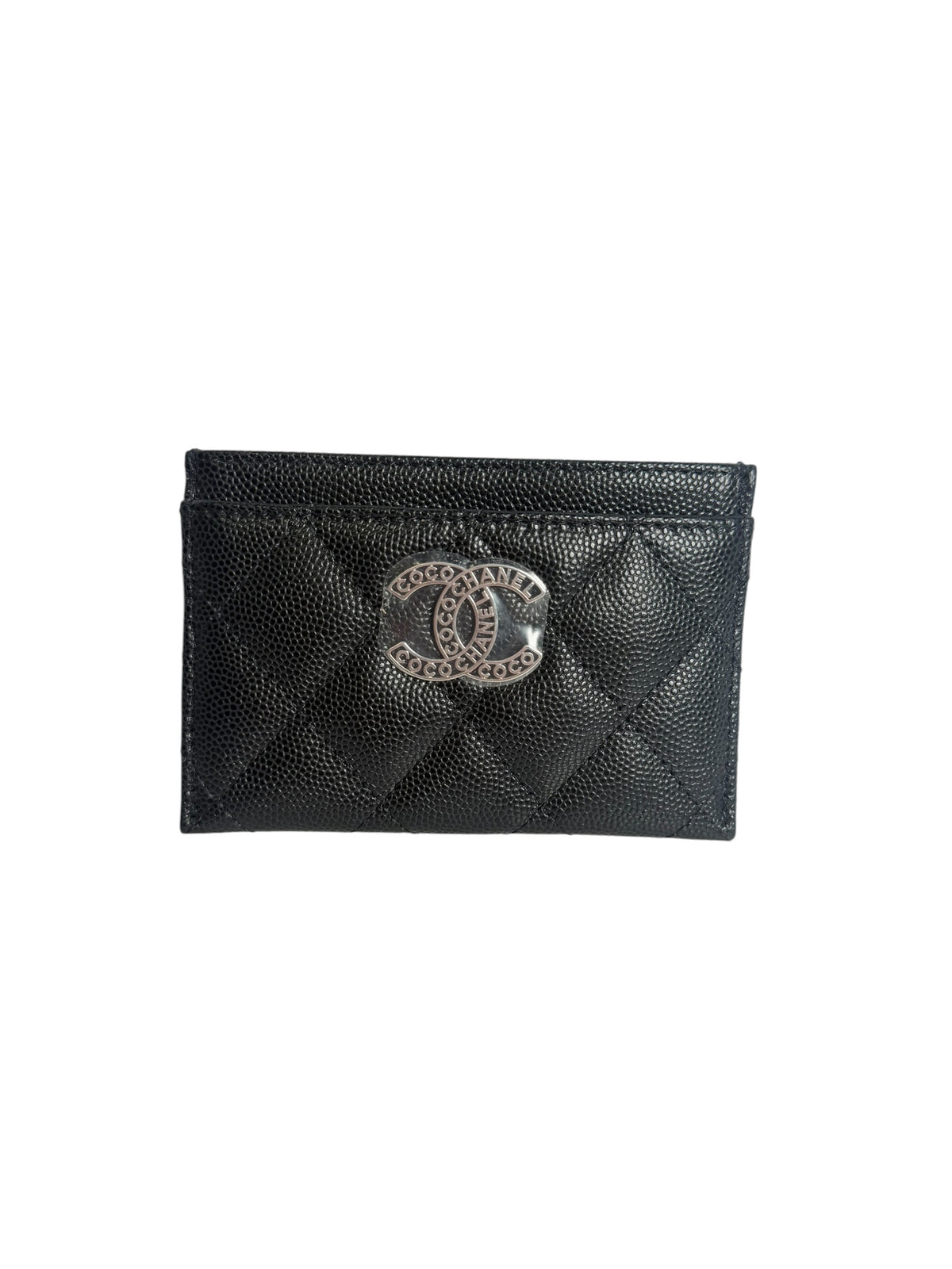 Chanel Black Quilted Caviar Leather CC Logo Card Holder T8571
